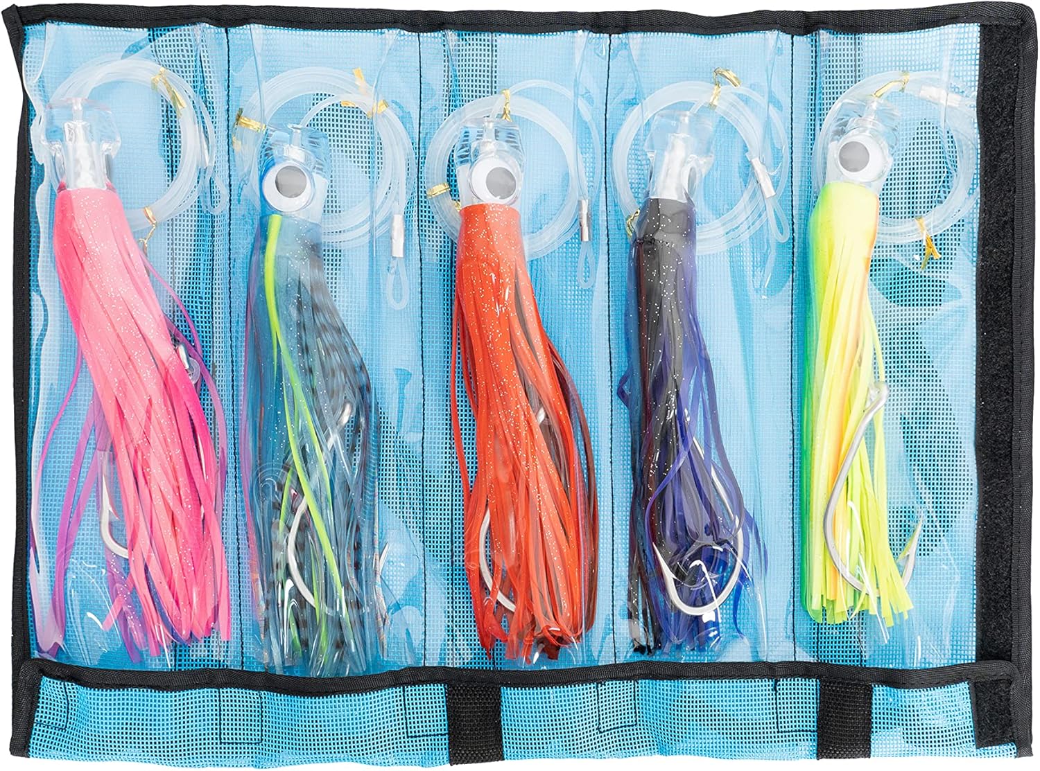 BLUEWING 6in/9in/11in/12in/14in/15in/20in Big Game Trolling Lure Saltwater Tackle with Stainless Steel Hook and High Strength Fishing Line for Wahoo Tuna Marlin Mahi-Mahi
