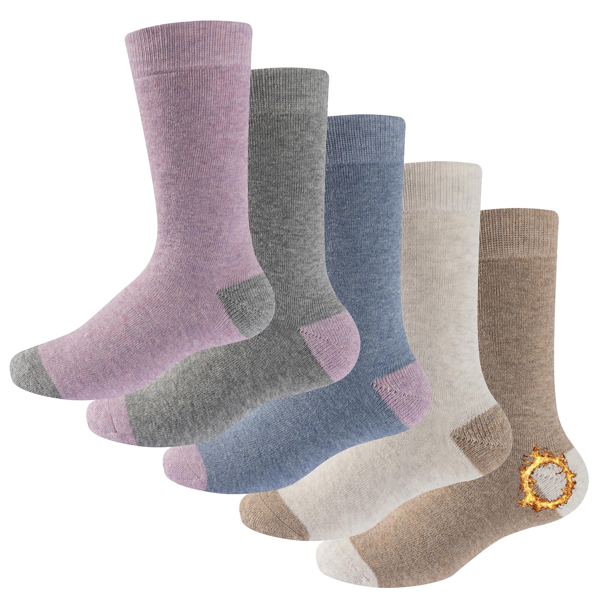 The Essentials Wardrobe Women's Assorted 5Pk Thermal Socks - Uk 4-8/Eu 37-42