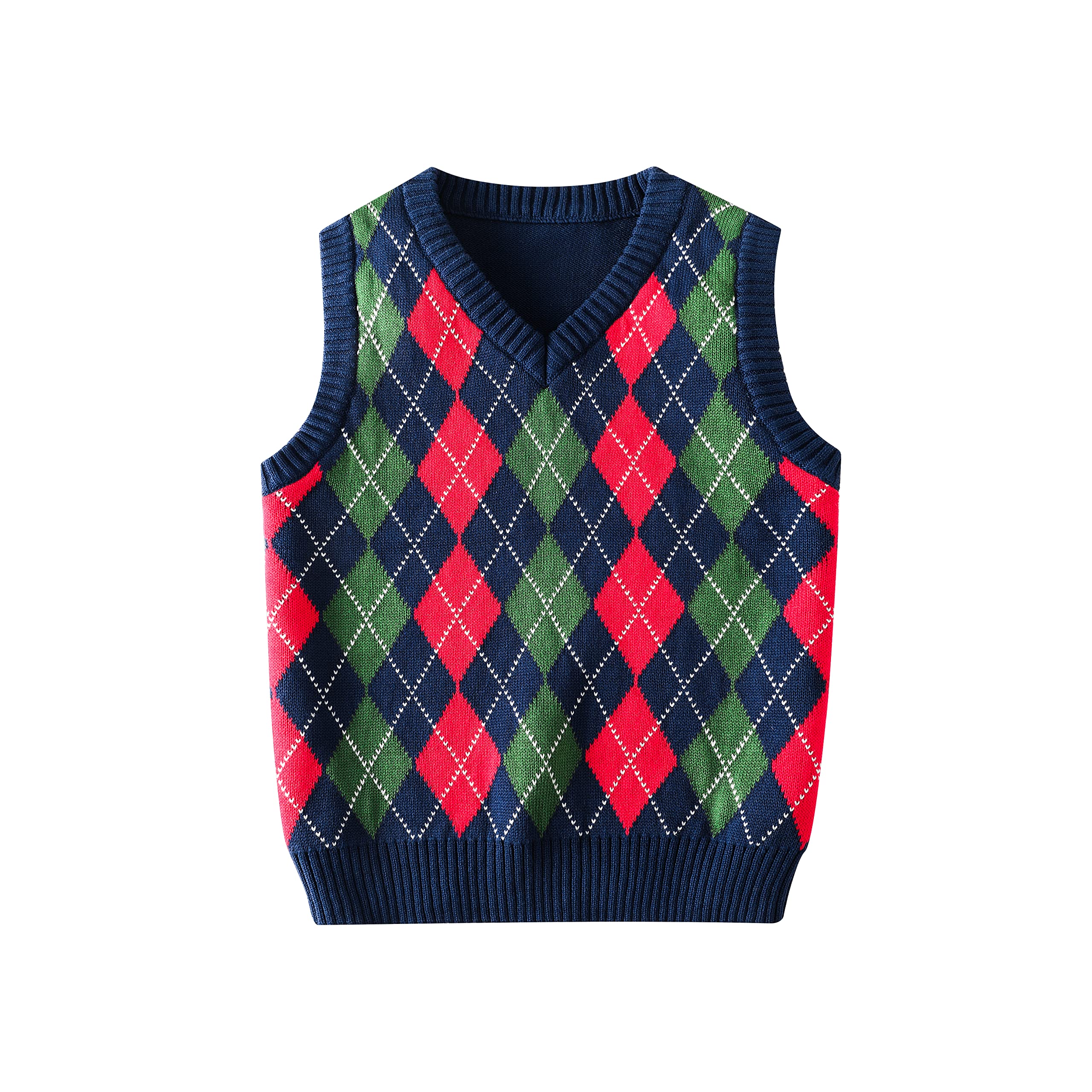 KID1234 Boys Jumper Kids Knit Vest Cotton Knitwear Sleeveless Sweater Pullover Kids Clothes Red, 5 Years