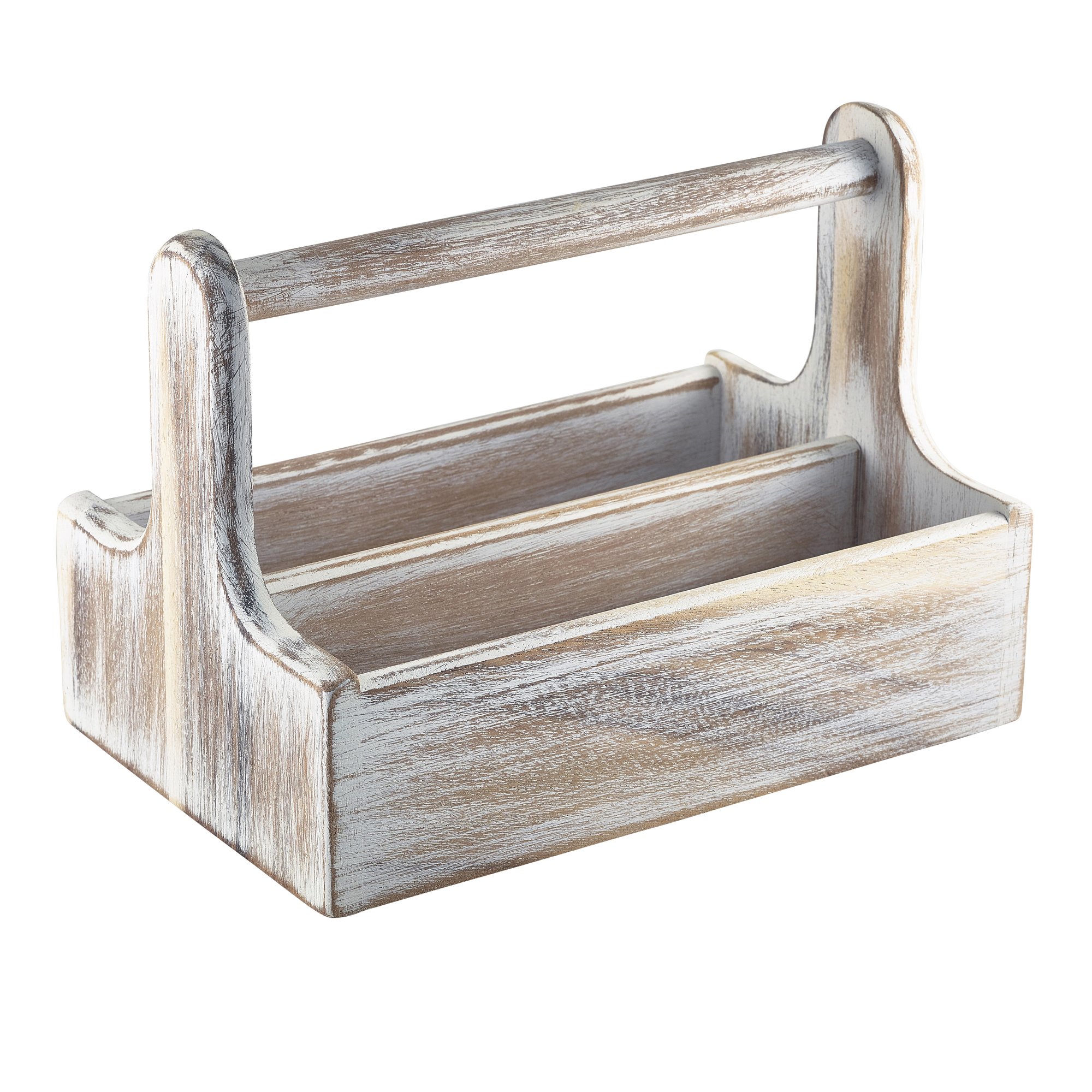 Genware Wooden Table Caddy White - Condiment Caddy, Table Tidy, Sauce Holder