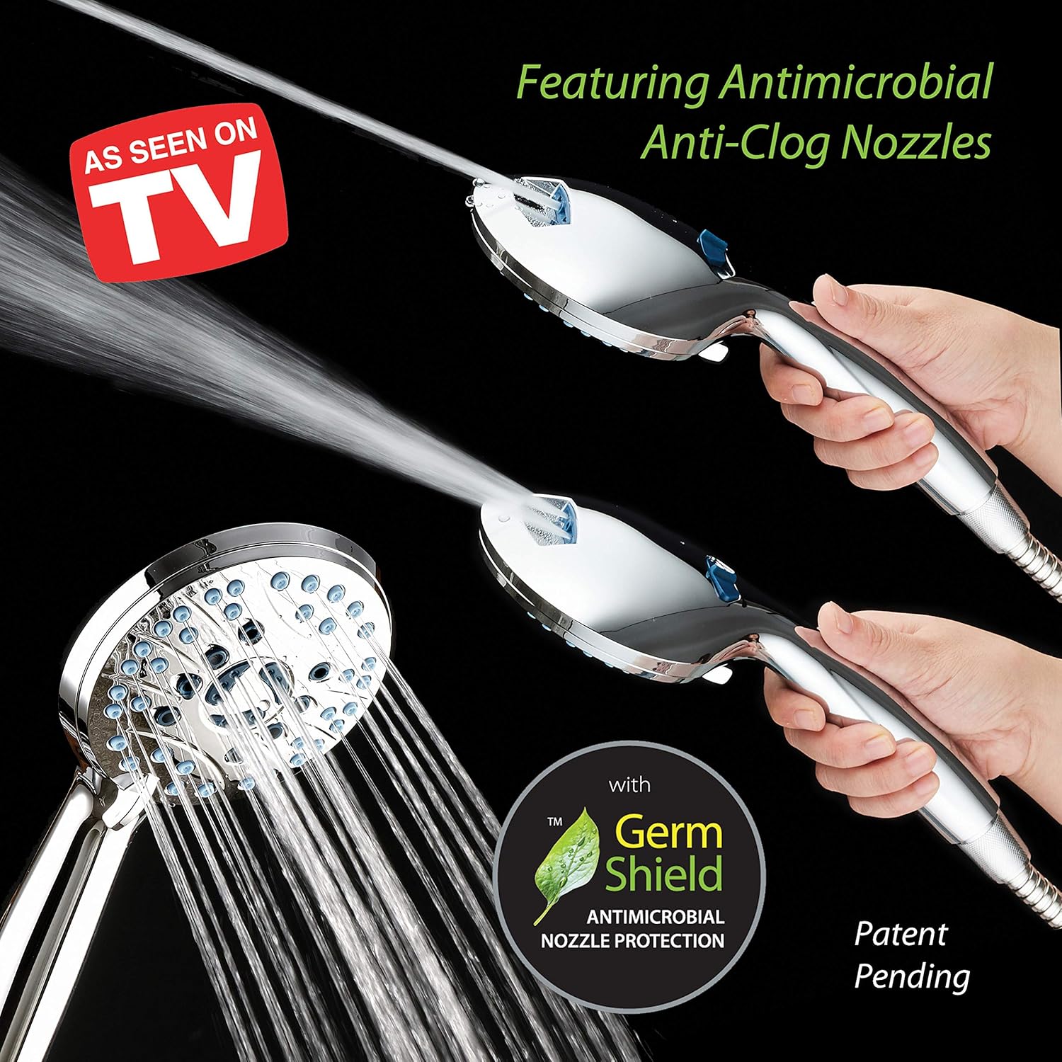 Chrome Dual Shower Head with Handheld and Rain Settings