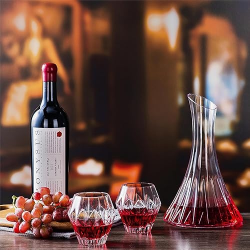 Miniatura 5 de Juego de decantadores de vino con dos copas de vino, jarra aireadora de vino soplada a mano, vidrio de cristal 100% sin plomo, aireador de mano de