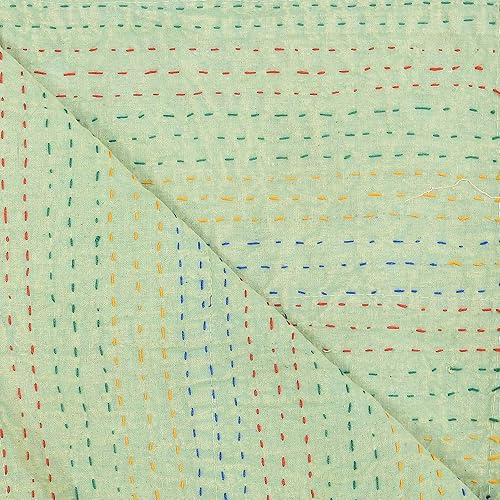 Vista 77 de Marubhumi Edredón tradicional indio de algodón puro, estampado de cachemira, colcha Kantha multicolor (multicolor-22, individual (60 x 90 pulgadas)