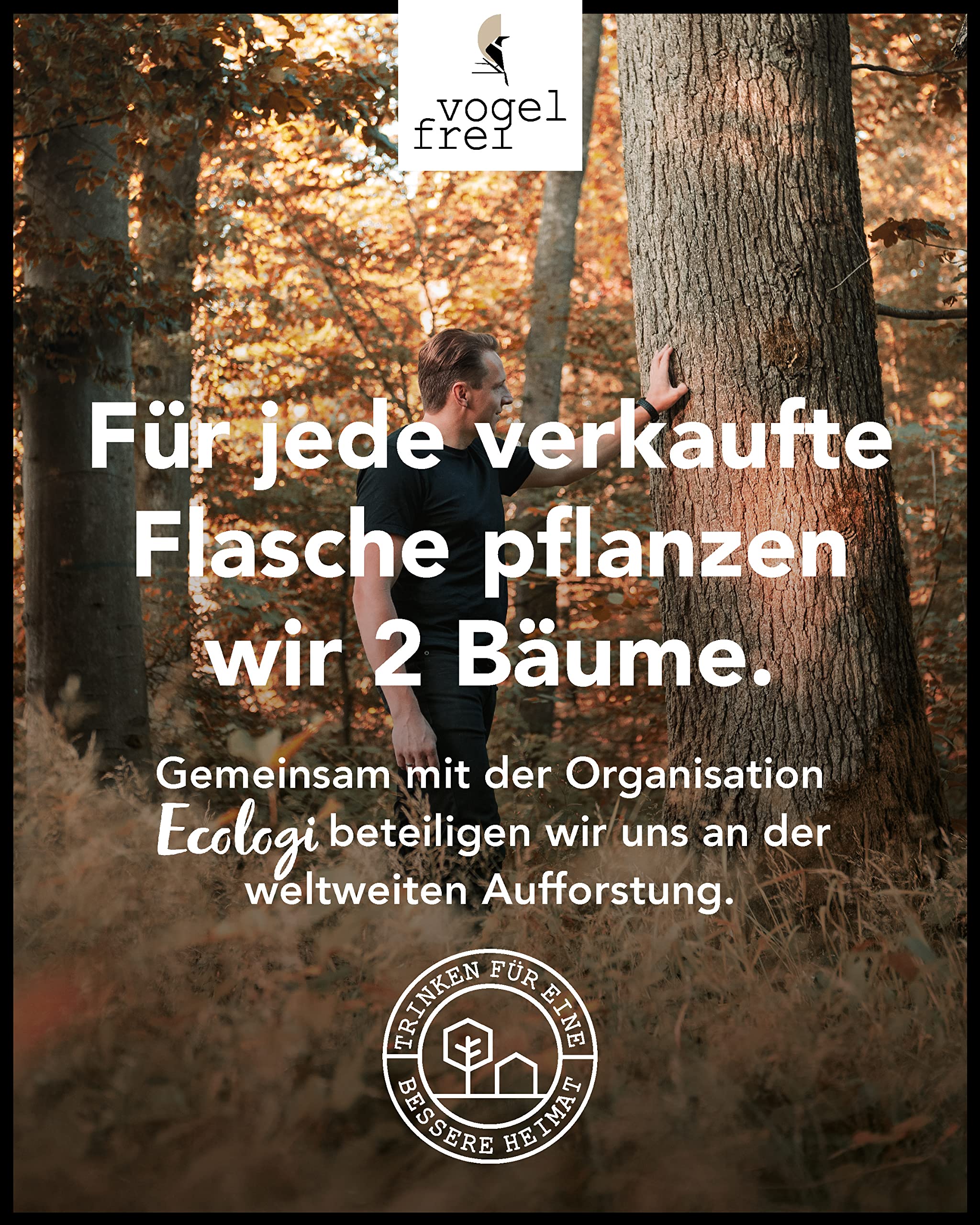 VOGELFREI BOTANICAL alkoholfreie Alternative 0,0% - 21 mediterranen Botanicals aus der HEIMAT Dry Gin Destille mit Zitrone, Thymian und Wacholder -alkoholfreie Cocktails Drinks (500ml)