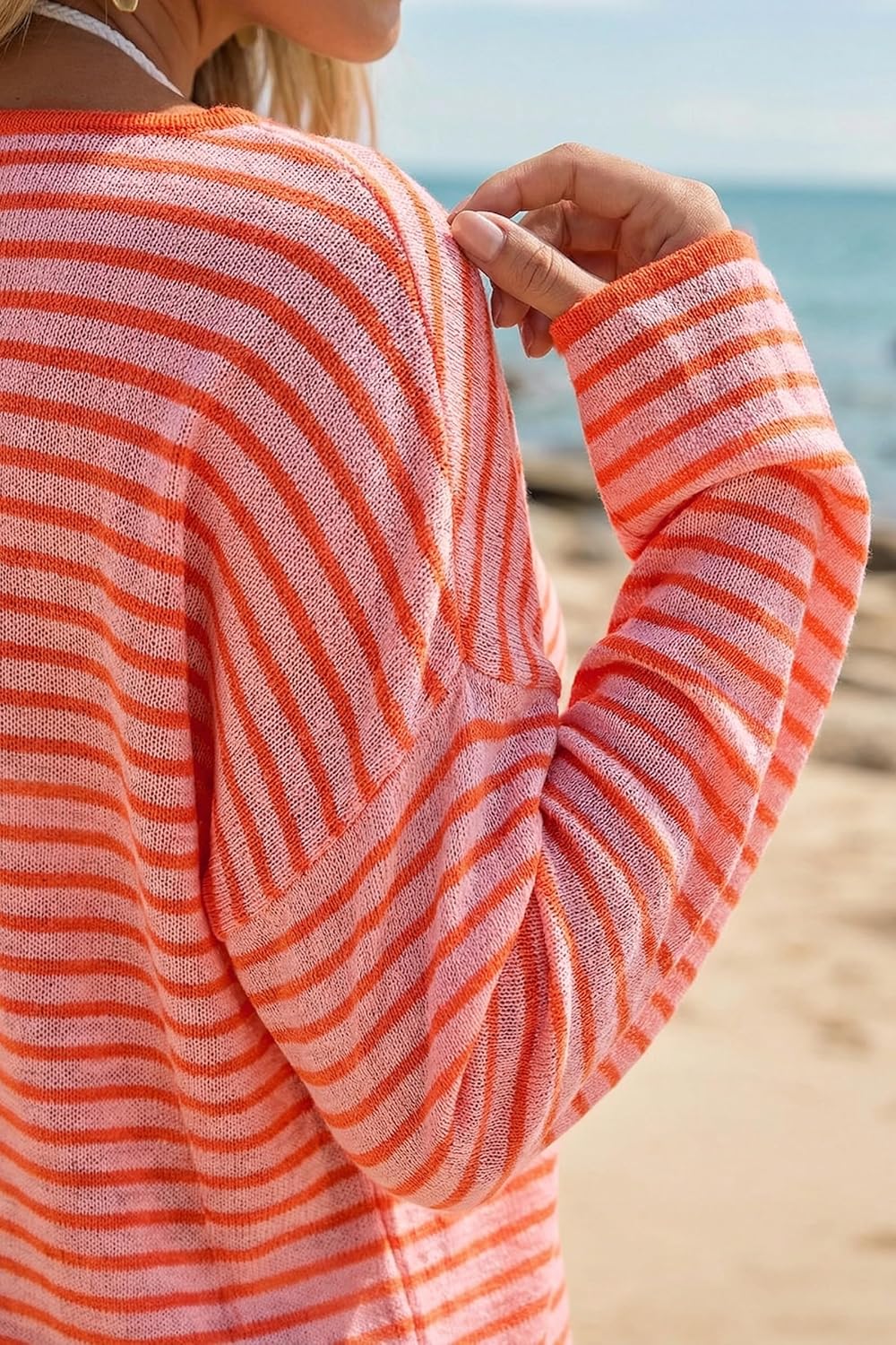 Arach&Cloz Women's Oversized Linen Blend Beach Vacation Cover Up Summer Casual Off Shoulder Tops 2026 - Image 4