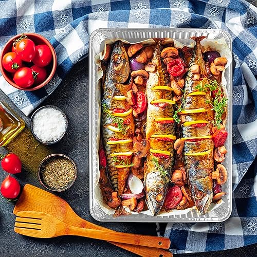 Miniatura 5 de PLASTICPRO Sartenes de aluminio, paquete de 5 bandejas desechables para galletas de 13 x 17 pulgadas, bandejas para hornear de alta calidad