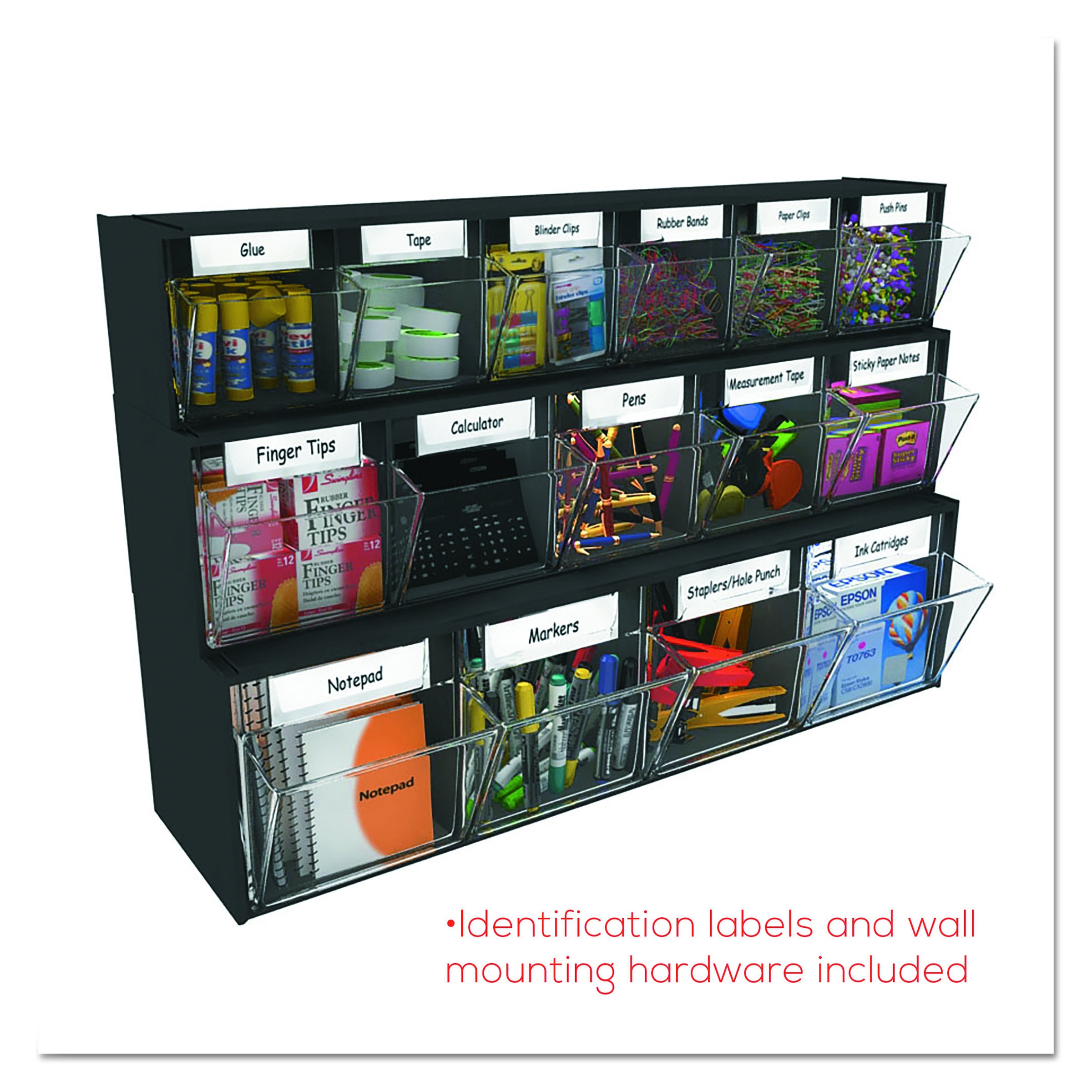 Tilt Storage Rack Deflecto 20604OPU Six-bin horizontal tilt bin storage system, 23-5/8w x ...