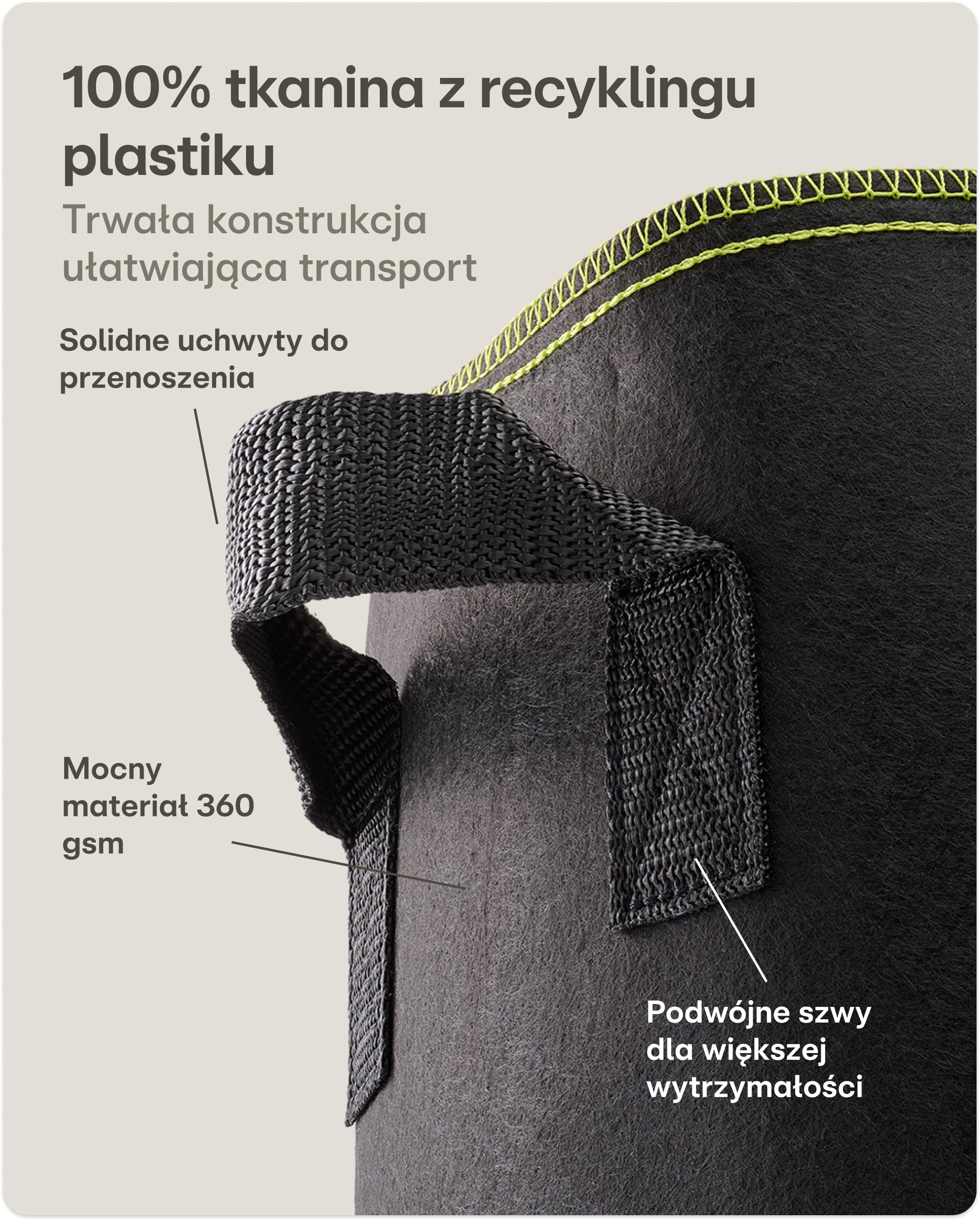 Worek do sadzenia 10L - 5 Worek na rośliny z etykietami - Z uchwytem - Na zioła, kwiaty, truskawki.