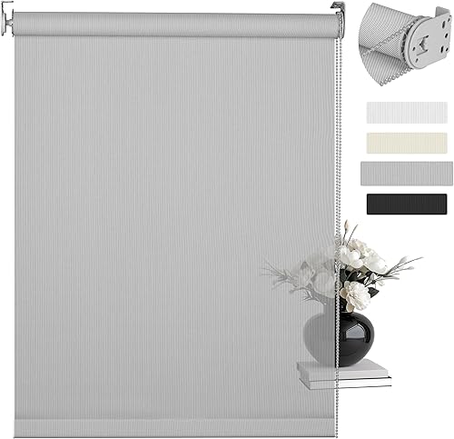 Boolegon Persianas enrollables para ventanas con aislamiento térmico, de tela con aislamiento térmico, de fácil instalación, persianas traslúcidas