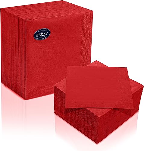 Servilletas rojas de papel desechables de 3 capas, para cóctel, bodas, cumpleaños, hechas en la UE, (125 unidades)