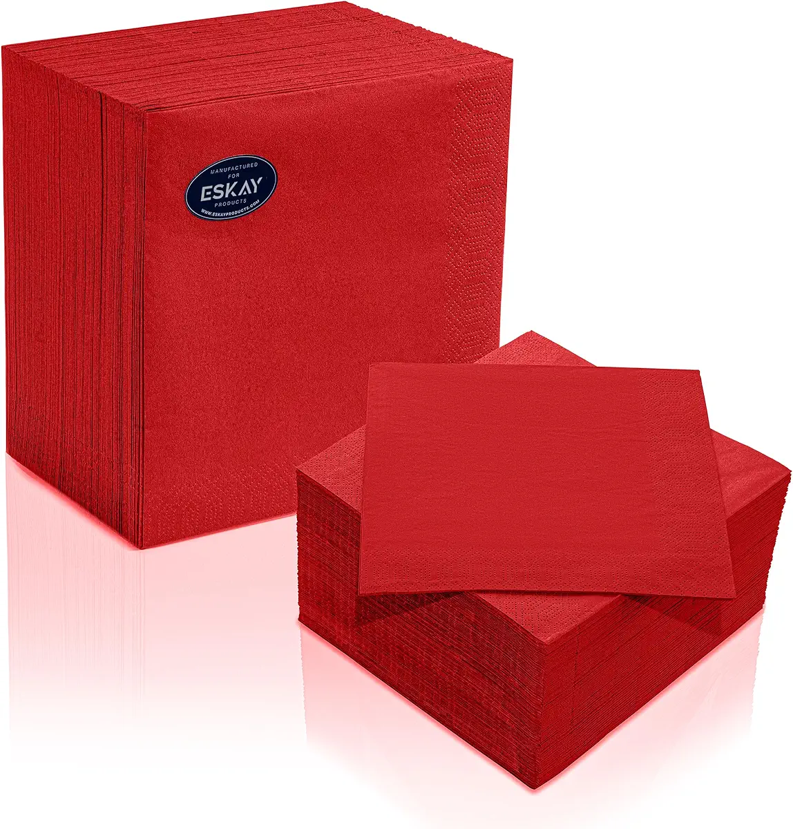 Red Lunch Napkins, 3-Ply Disposable Paper Napkins-Bar, Cocktail, Weddings, Birthday, EU Made, (125 Count)