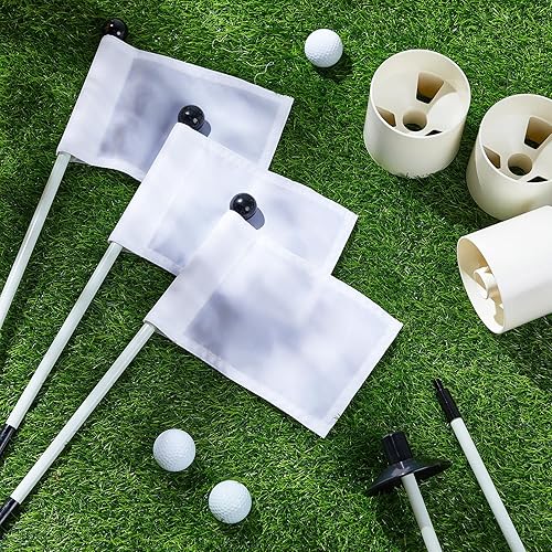 Miniatura 5 de Lenwen Juego de 6 banderas de pines, mini palos de bandera de golf, diseño de 2 secciones para patio