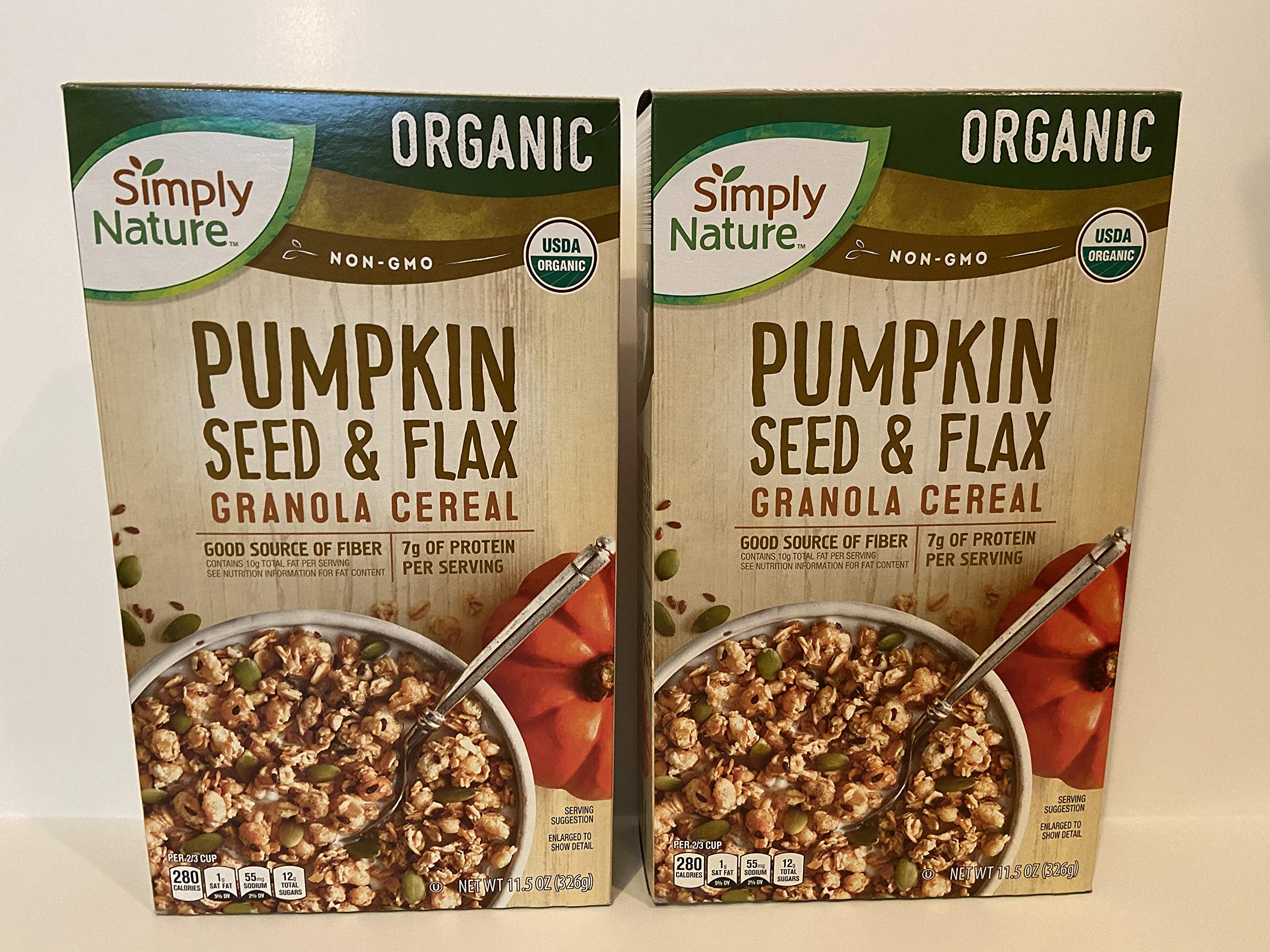(2) 11.5 oz boxes Simply Nature Organic non-GMO Pumpkin Seed & Flax Granola Cereal