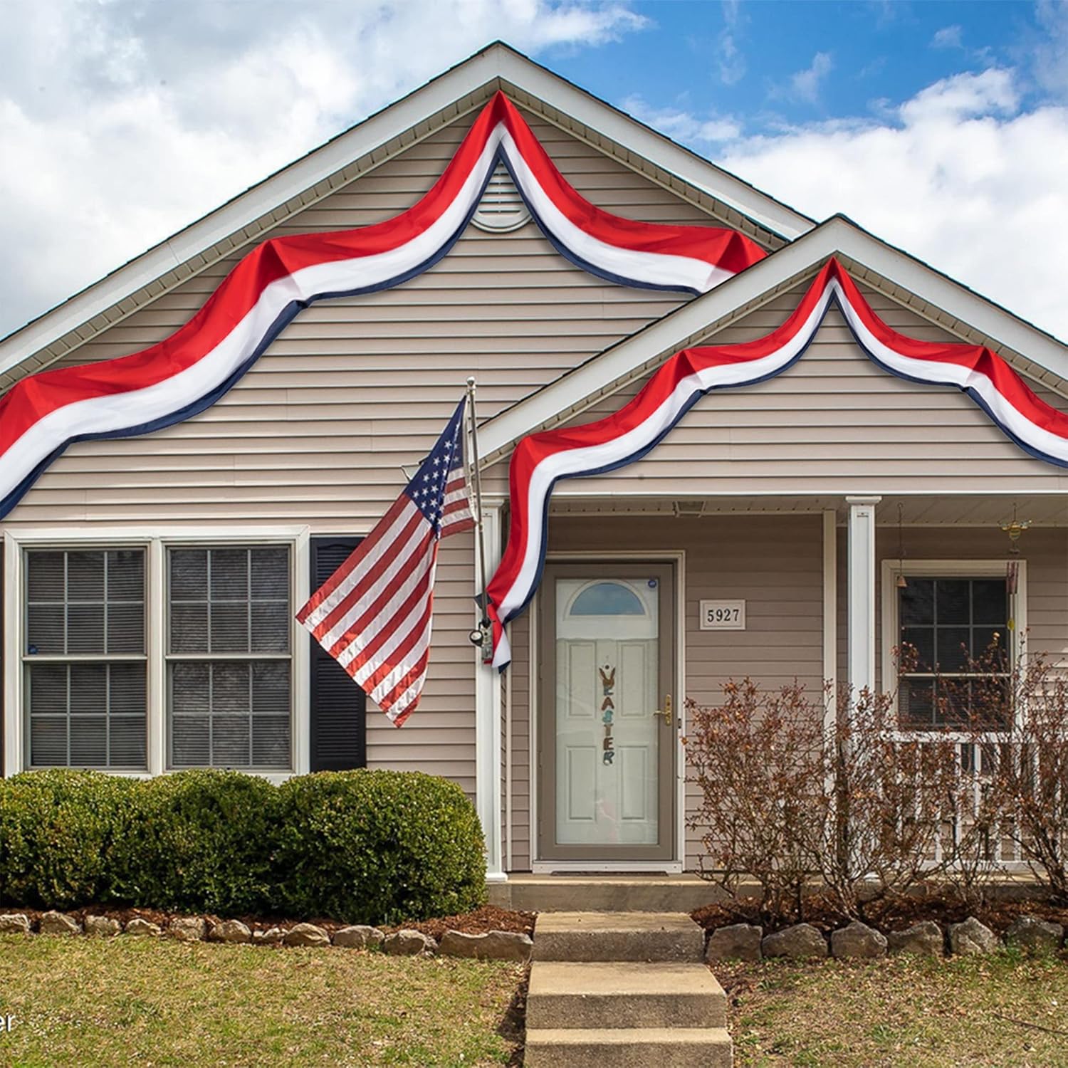 4Pack Large Patriotic Flags Memorial Days American Bunting Flag Day Red White Blue Stripe Bunting for US Celebration Labor Day,Veterans Day 4th of July Decorations Home Garden Outdoor -24x240Inch