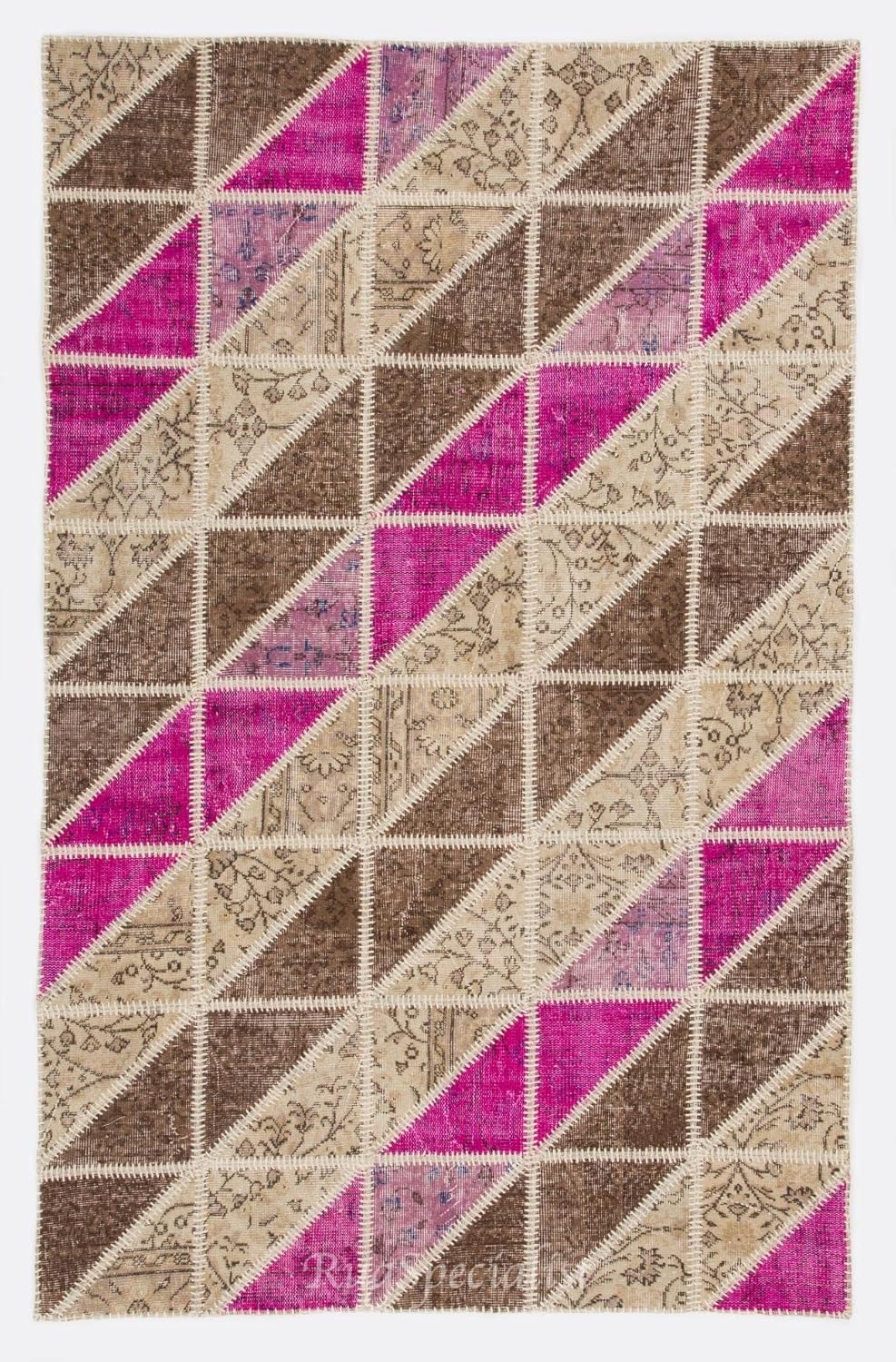 Modern Handmade Patchwork Rug, Wool and Cotton Turkish Carpet. Custom Colors & Sizes Available. D721