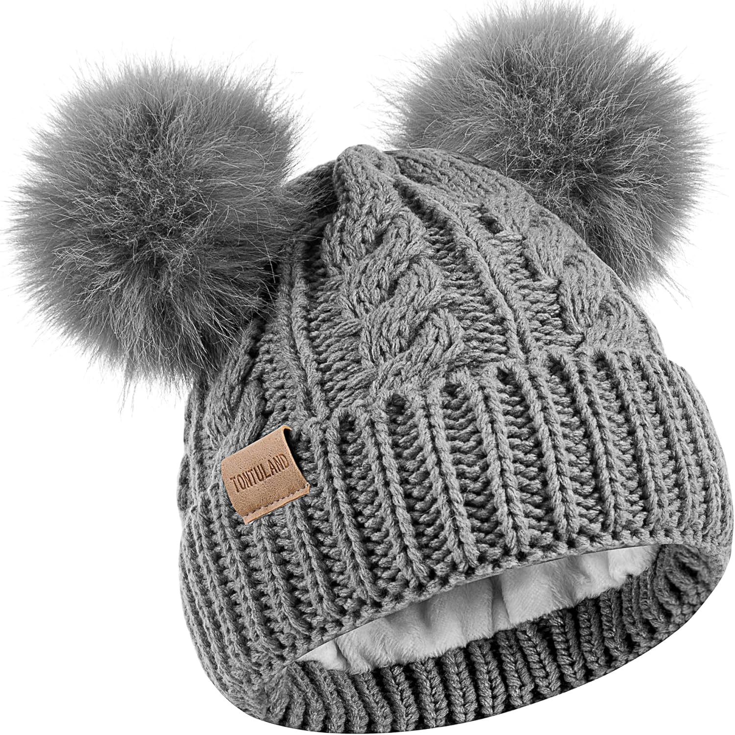 Kids Winter Beanie Children’s Warm Knitted Fleece Lined Ski Pom-Pom Warm Knit Hat for Boys & Girls 3-9 Years