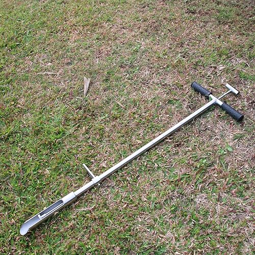 Sonda de muestra de suelo de 40 pulgadas con eyector y pedal de pie, sonda de suelo de acero inoxidable con mango estilo T, varilla de sonda de