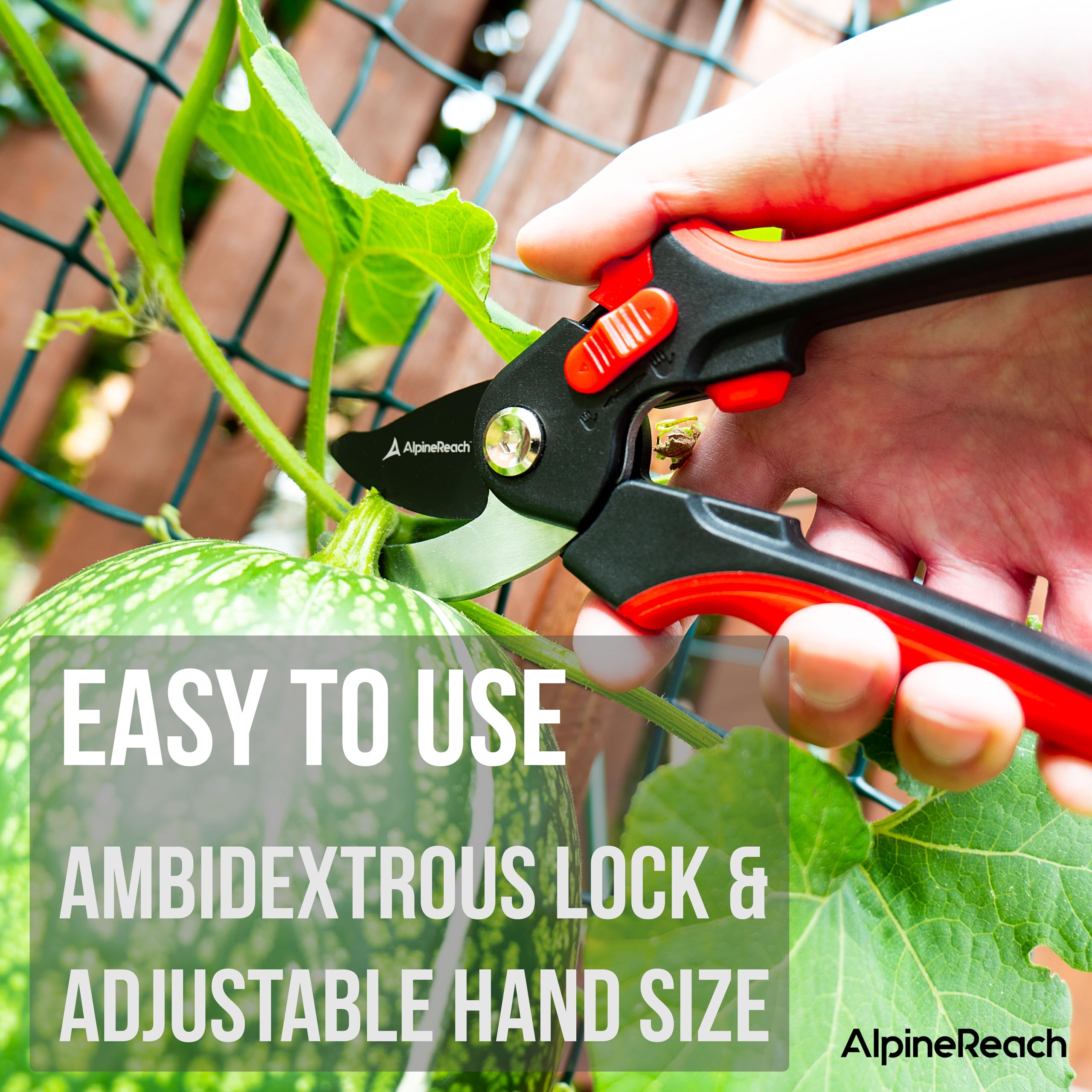 AlpineReach Juego de Tijeras de Podar con Bypass y Yunque para Jardinería, Mango Blando Ergonómico Ajustable para Manos Pequeñas y Grandes, Hoja Afilada de Acero con Alto Contenido de Carbono