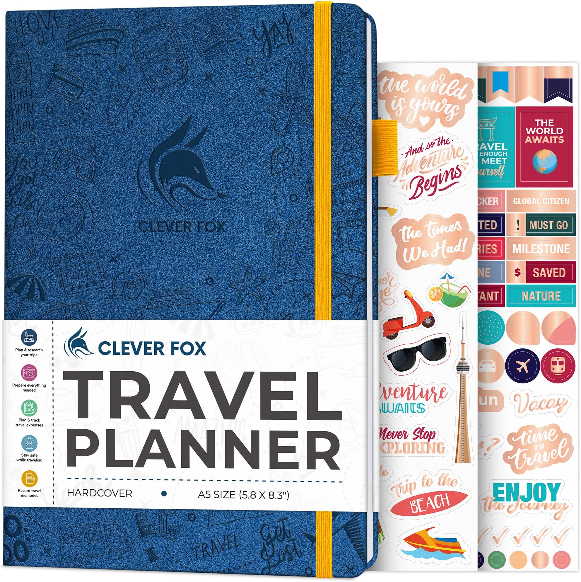 Clever Fox Travel Journal – Vacation Planner with Budget Plan, Packing List, Expense Tracker & Trip Journal – Travelling Itinerary Organizer for Women, Men & Couples – A5 Size, Mystic Blue