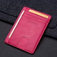 Vista 180 de Buffway - Billetera delgada minimalista de cuero con protección RFID para hombre y mujer
