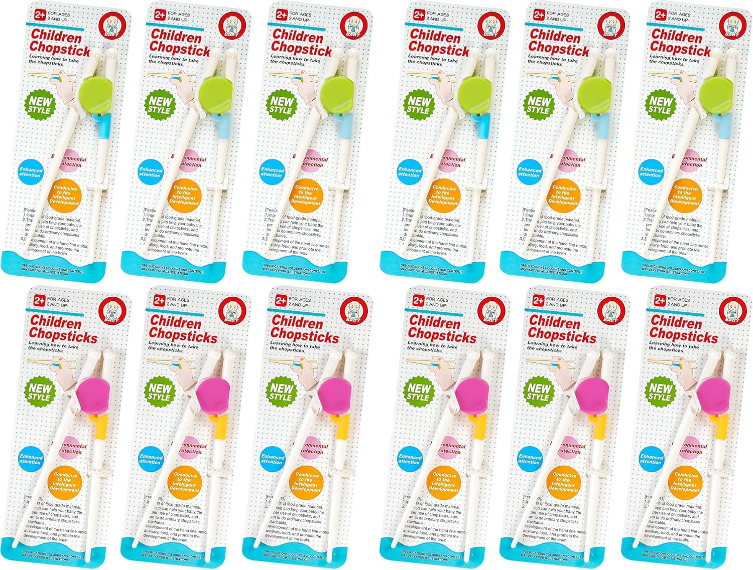 MoHern Kids Chopsticks Training for Toddlers - 6 Pairs, Beginner Support