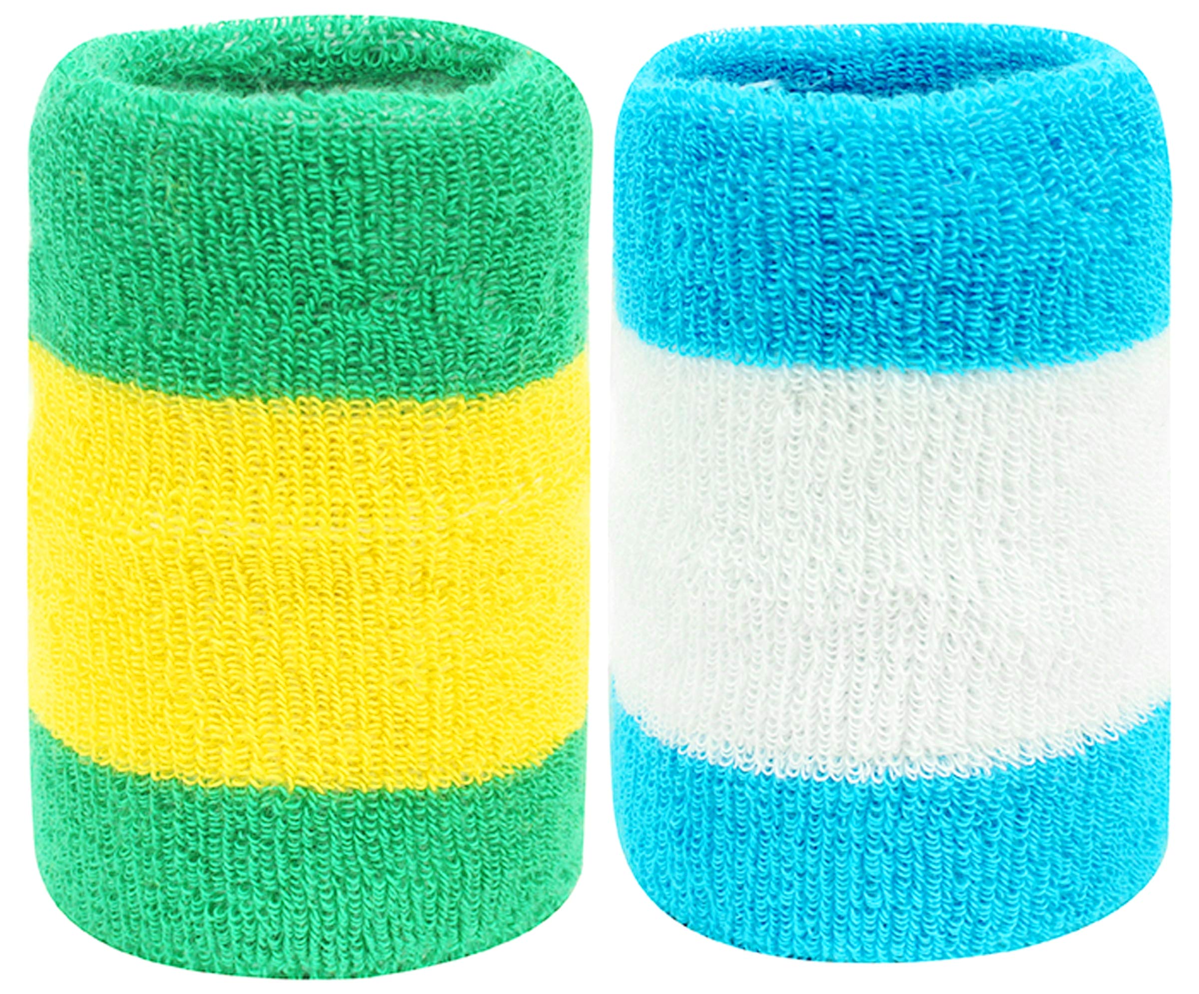 Neska Moda Unisex Pack of 2 Multicolor Striped Cotton Wrist Band
