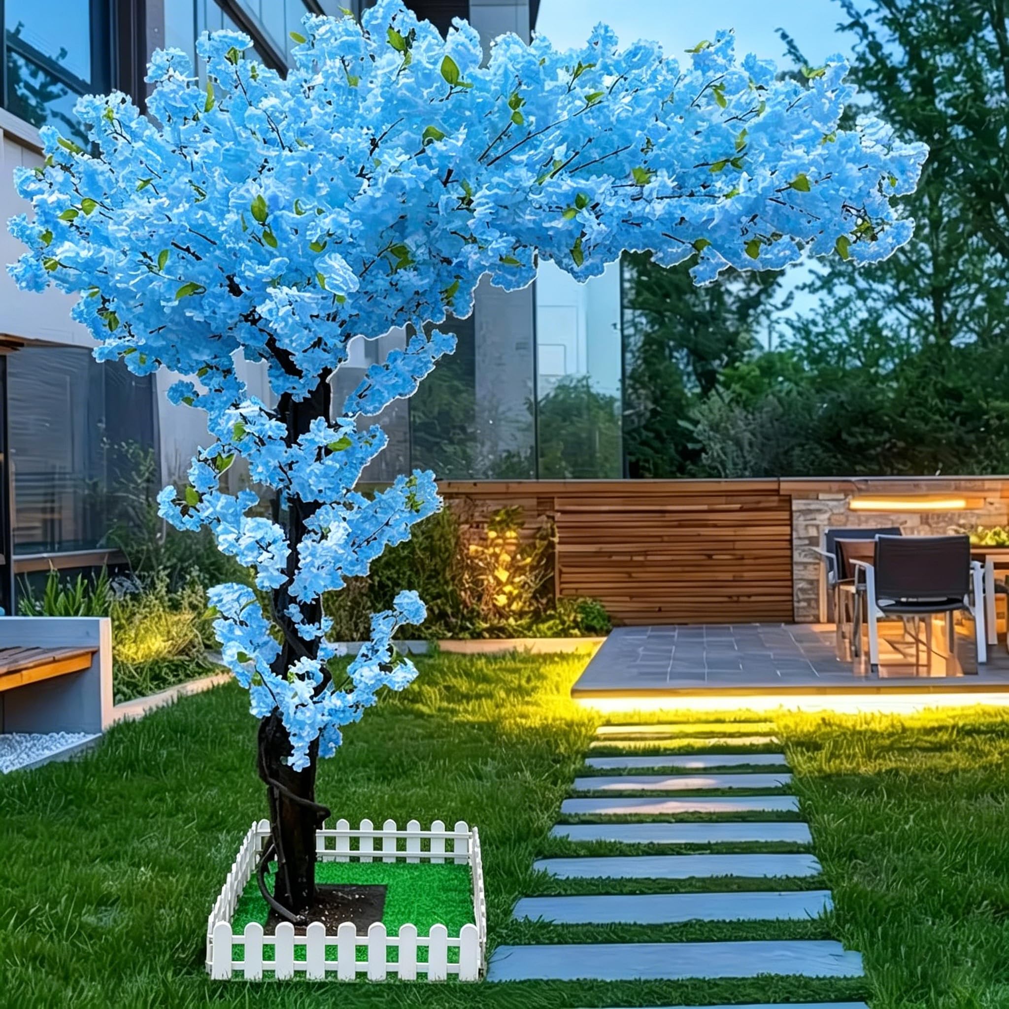 6FT Artificial Cherry Blossom Tree, Flower Trees Tall Artificial Plant, Faux Silk Plant in Pot for Home Room Porch Entryway Office Decorations Indoor Outdoor,Pink,C,6Ft × 5Ft