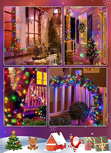 Miniatura 8 de Brightown Luces Solares de Navidad para Exteriores, Paquete de 4 Total 184 Pies 480 LED Luces de Cadena Solares para Exteriores Impermeables Cable