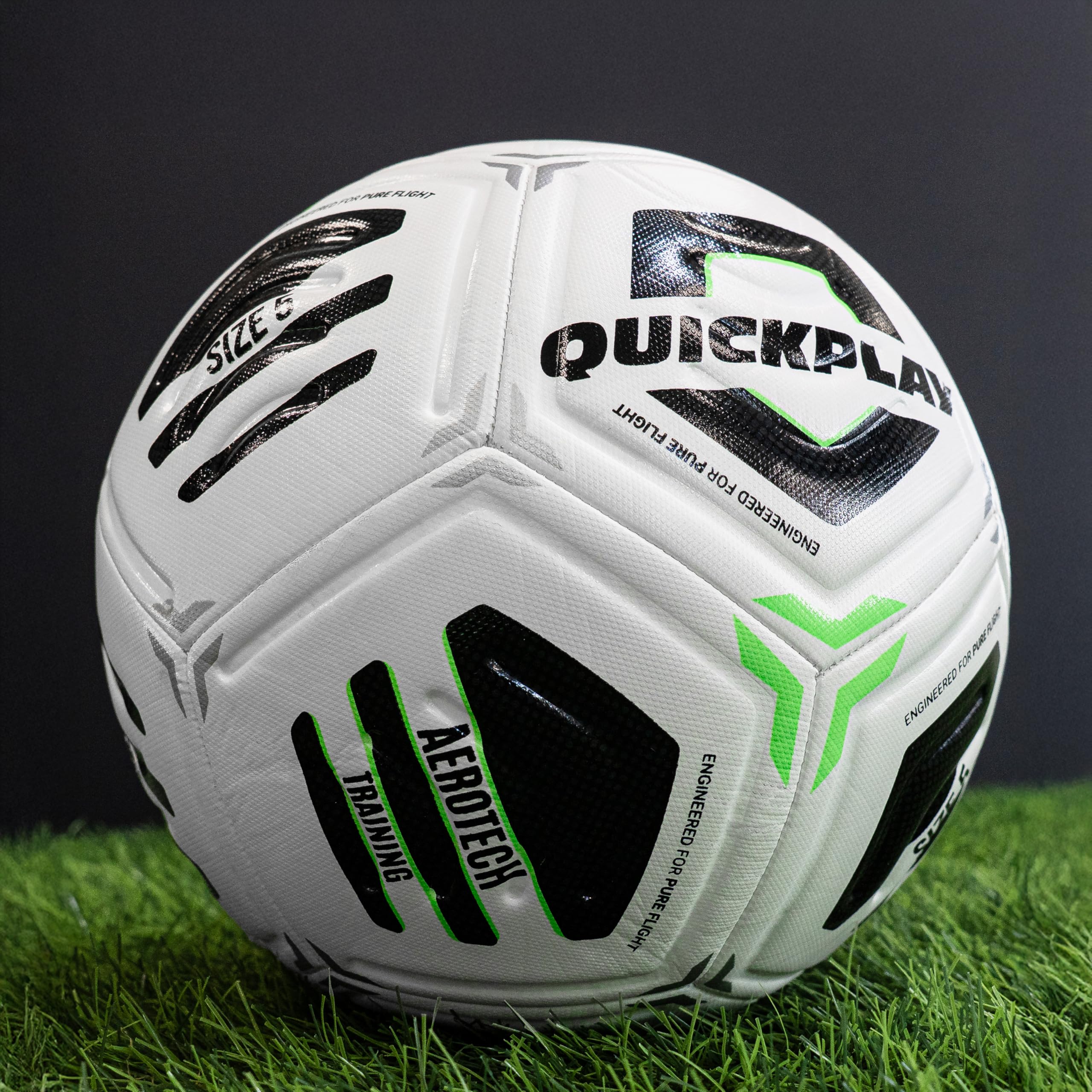 QUICKPLAY AEROTECH Training Football Size 3, 4 & 5 - Pro Training Football with Match-Like Feel, Stable Flight & Textured TPU Shell - Durable Footballs for Club Training (Single, Size 3)