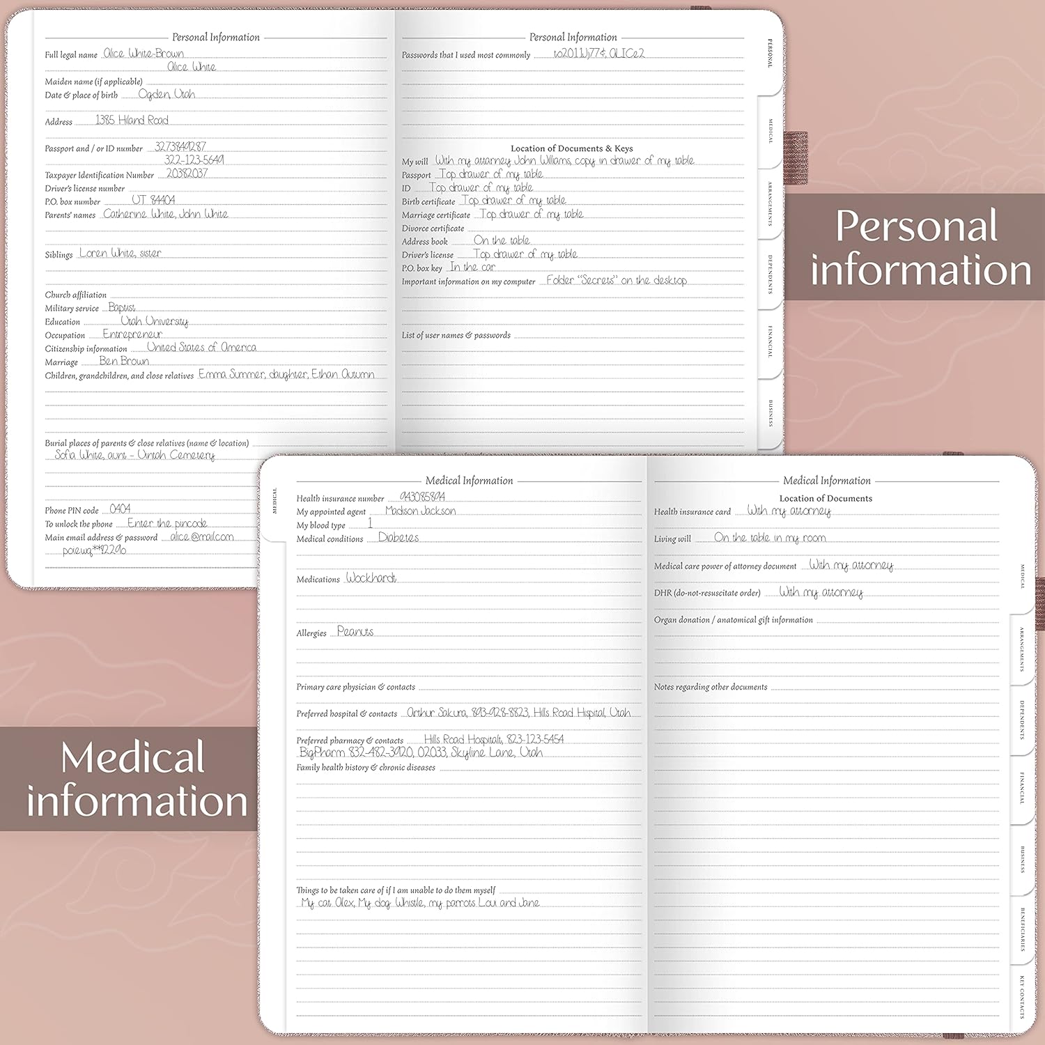 Legend End of Life Planner – When I’m Gone Workbook for Final Arrangements, Beneficiary Information, Funeral Planning, Last Wishes & Will Preparation – Final Wishes Organizer Book – 7x10” (Rose Gold)
