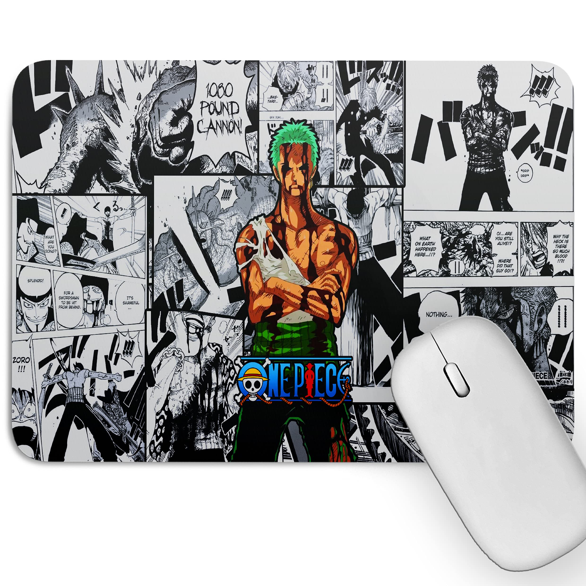 Artich Designer Gaming Mouse Pad for Office Laptop/Computer with Super Soft Non-Slip Rubber Base and Lycra Cloth Surface for Silky Touch (Zoro Manga Version Onepiece)-image-3