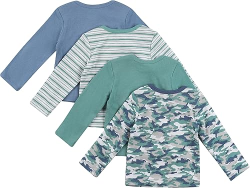 Miniatura 4 de Hanes Camiseta interior de manga larga para bebés Flexy Soft de punto elástico en 4 direcciones suéter de hombro expandible para bebés y niños