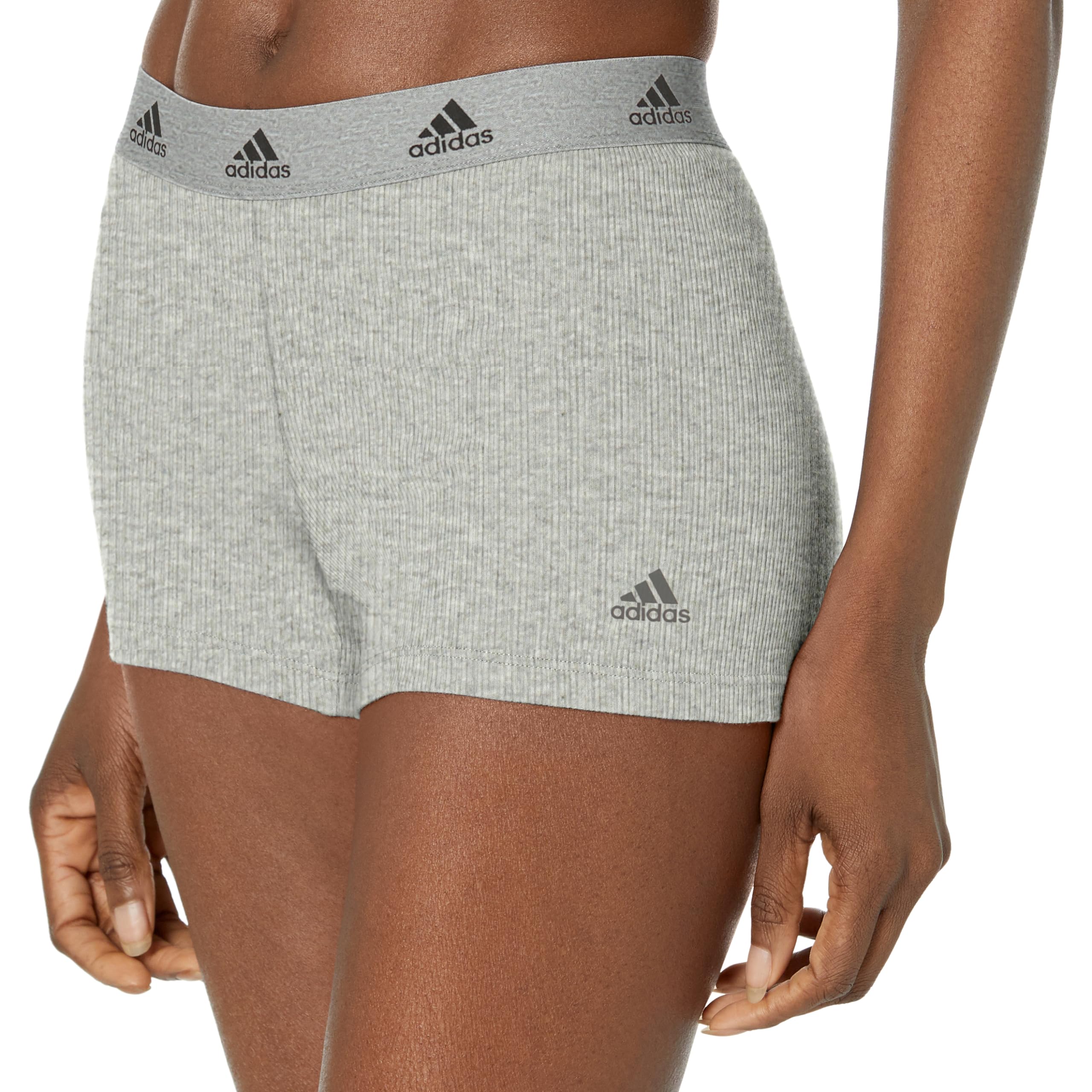 Adidas Women's Rib 2x2 Boxer Shorts, Heather Grey, S