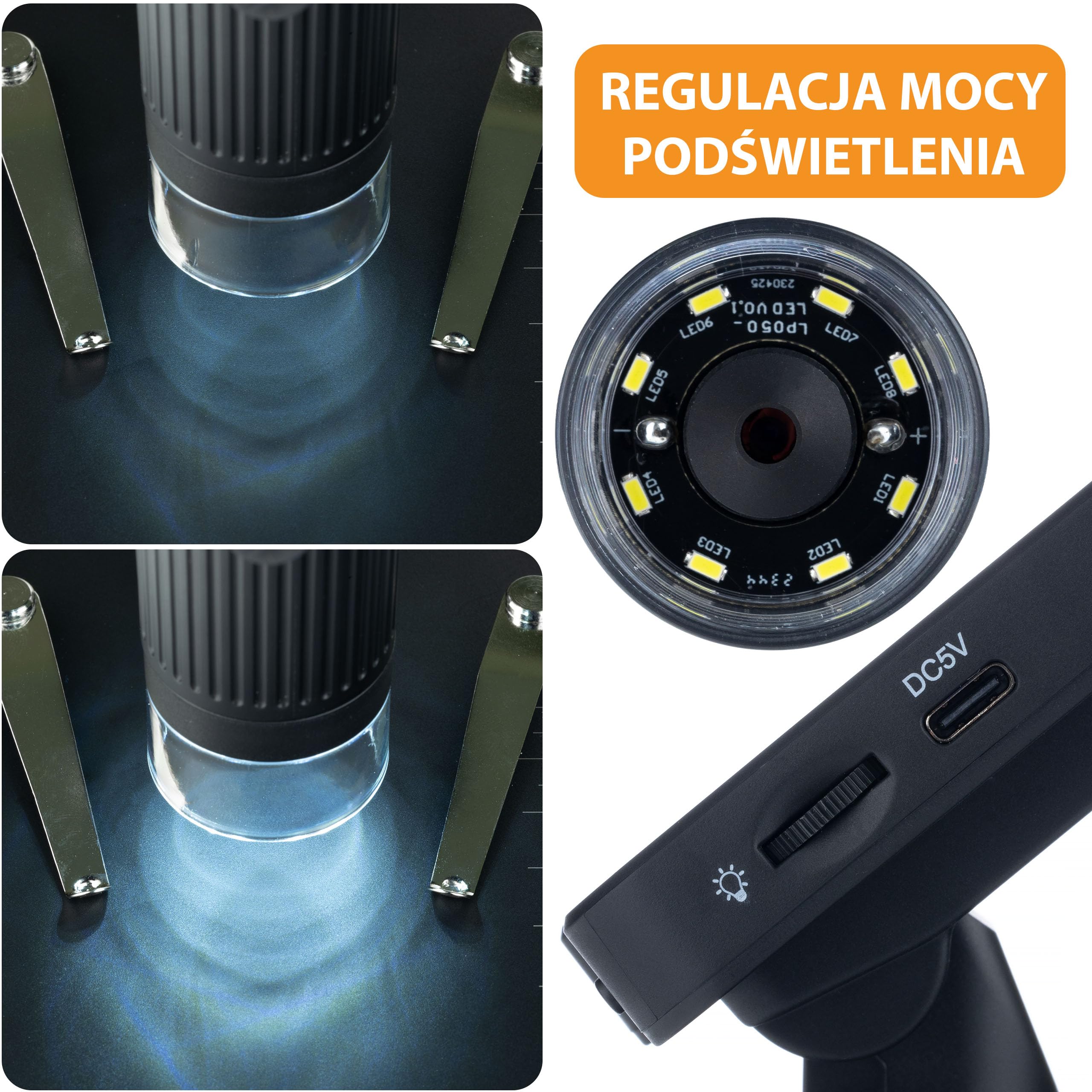 Rosfix Microscopio Digitale LP043-Z01C – Display LCD 4,3", Zoom Digitale, 8 LED Regolabili, 12MP, USB-C | Analisi Elettronica, Biologia, Gioielli | Microscopio Portatile