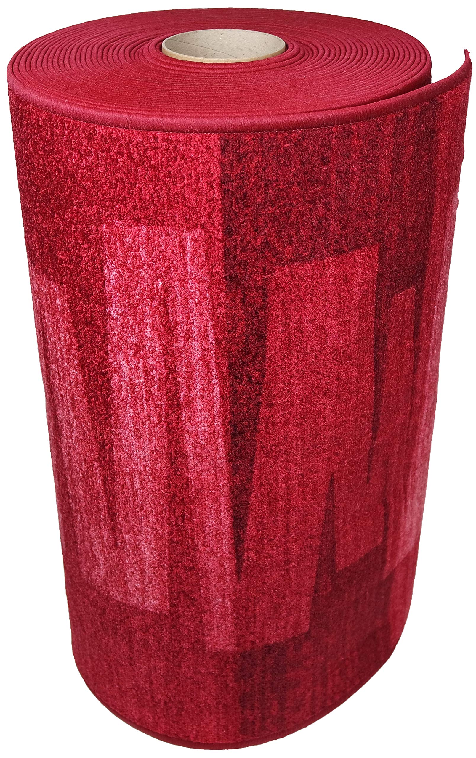 Tapis de couloir rouge antidérapant 300x67cm fibre polyamide frisée Venise