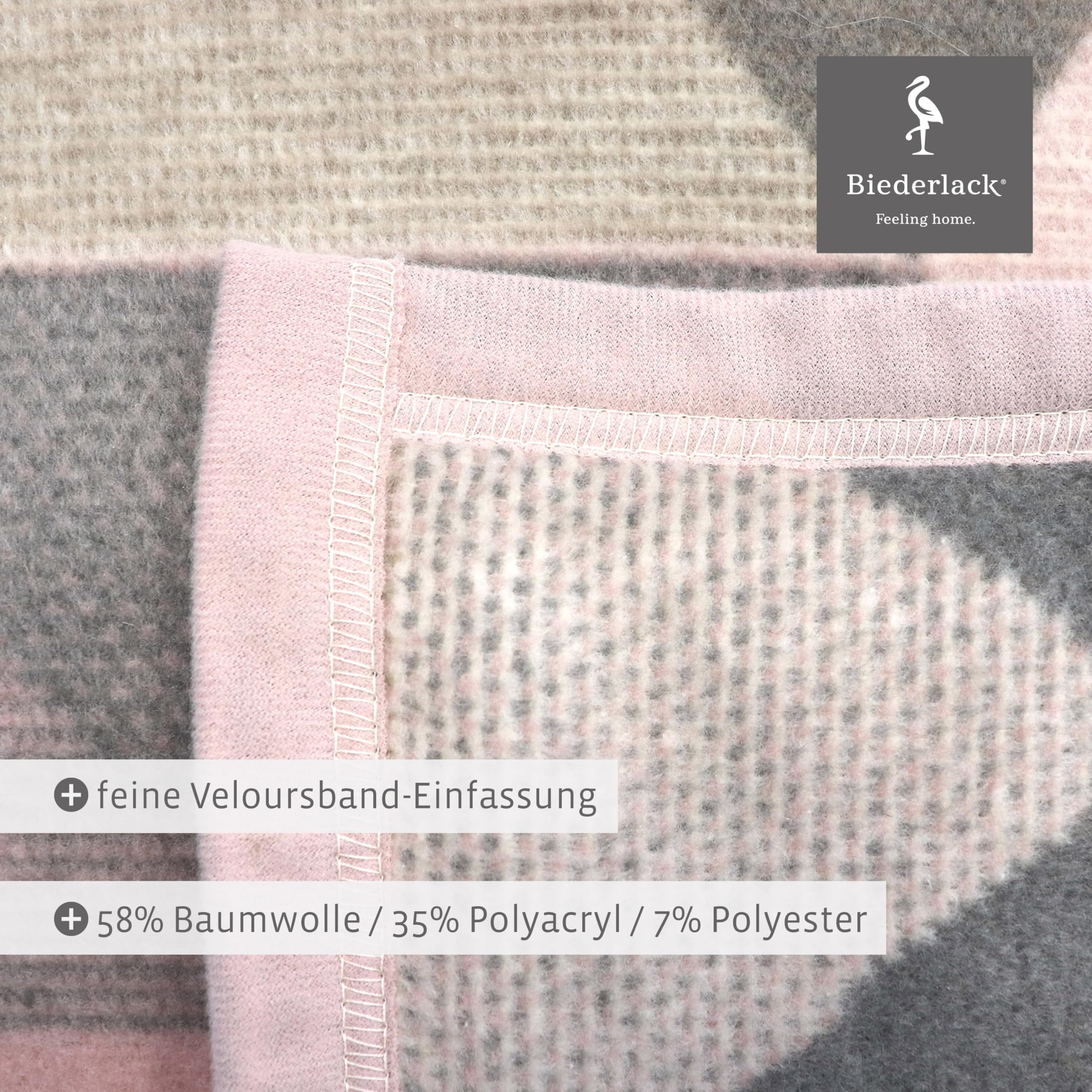 biederlack® kuschelige Wohndecke Rauten Pastell, Sofa-Decke in 150x200cm