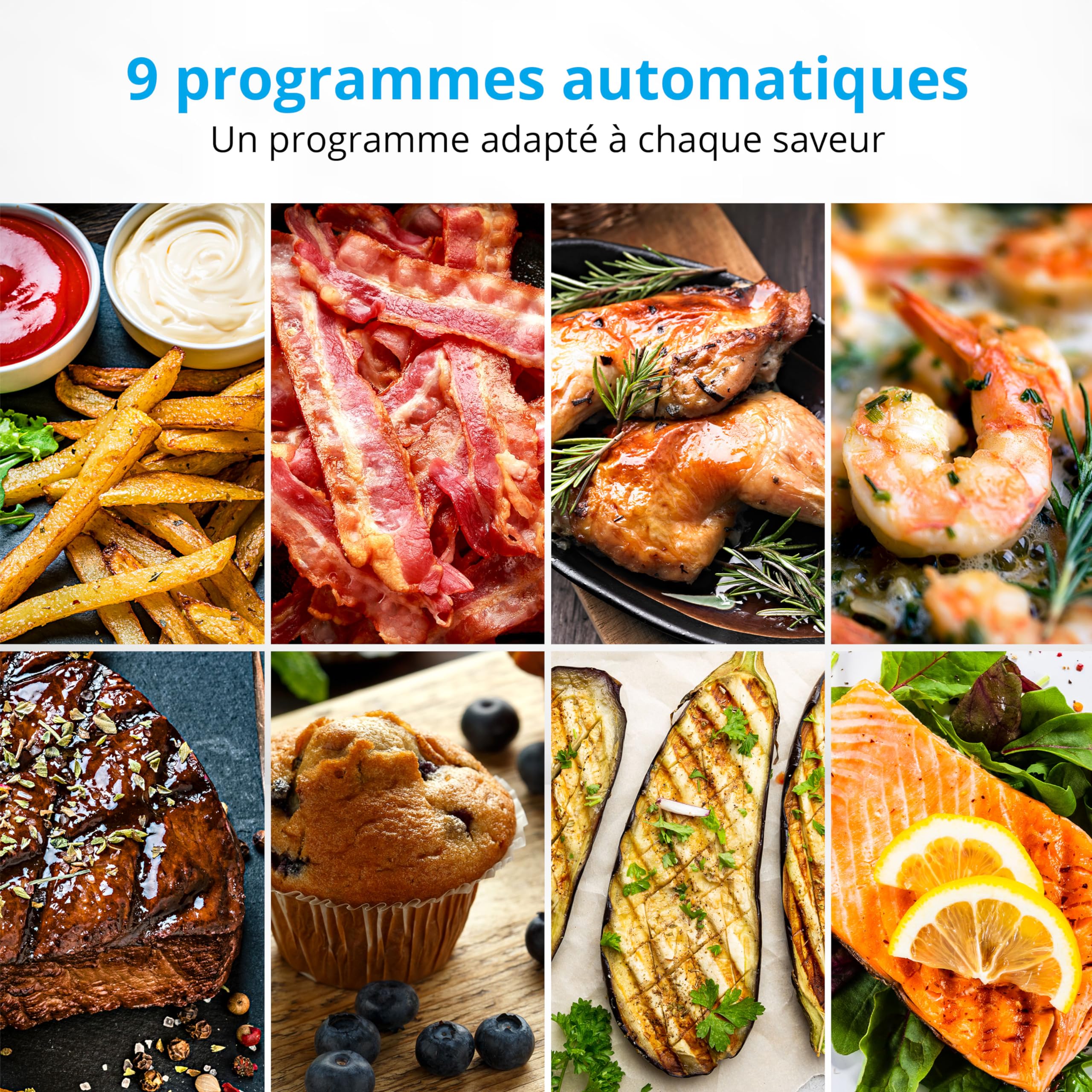 MEDION E40 XL Friteuse à air chaud (panier à friture XXL de 5,3 litres, 2 150 watts, 9 programmes automatiques, fonction cuisson, friture sans huile, panneau de commande tactile, affichage LED) blanc