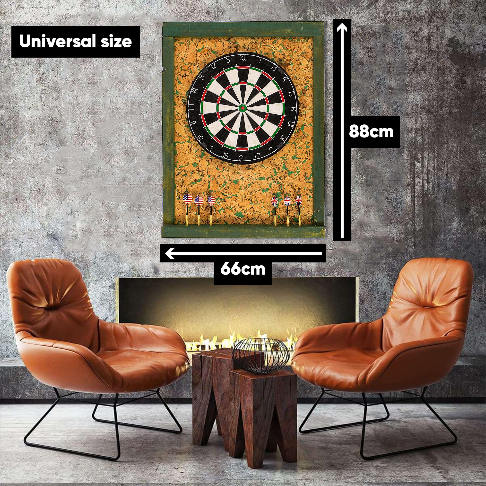 Protezione da parete Premium Dart Surround in legno e sughero (verde)