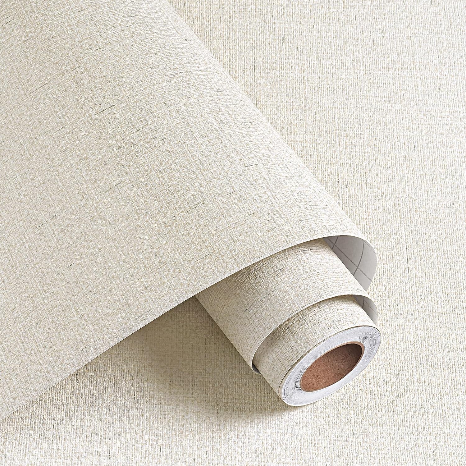 Decotalk 30"x120" White Textured Wallpaper Peel and Stick Grasscloth Textured Wallpaper White Grasscloth Wallpaper Stick and Peel Grass Cloth Wallpaper Removable White Contact Paper for Cabinets