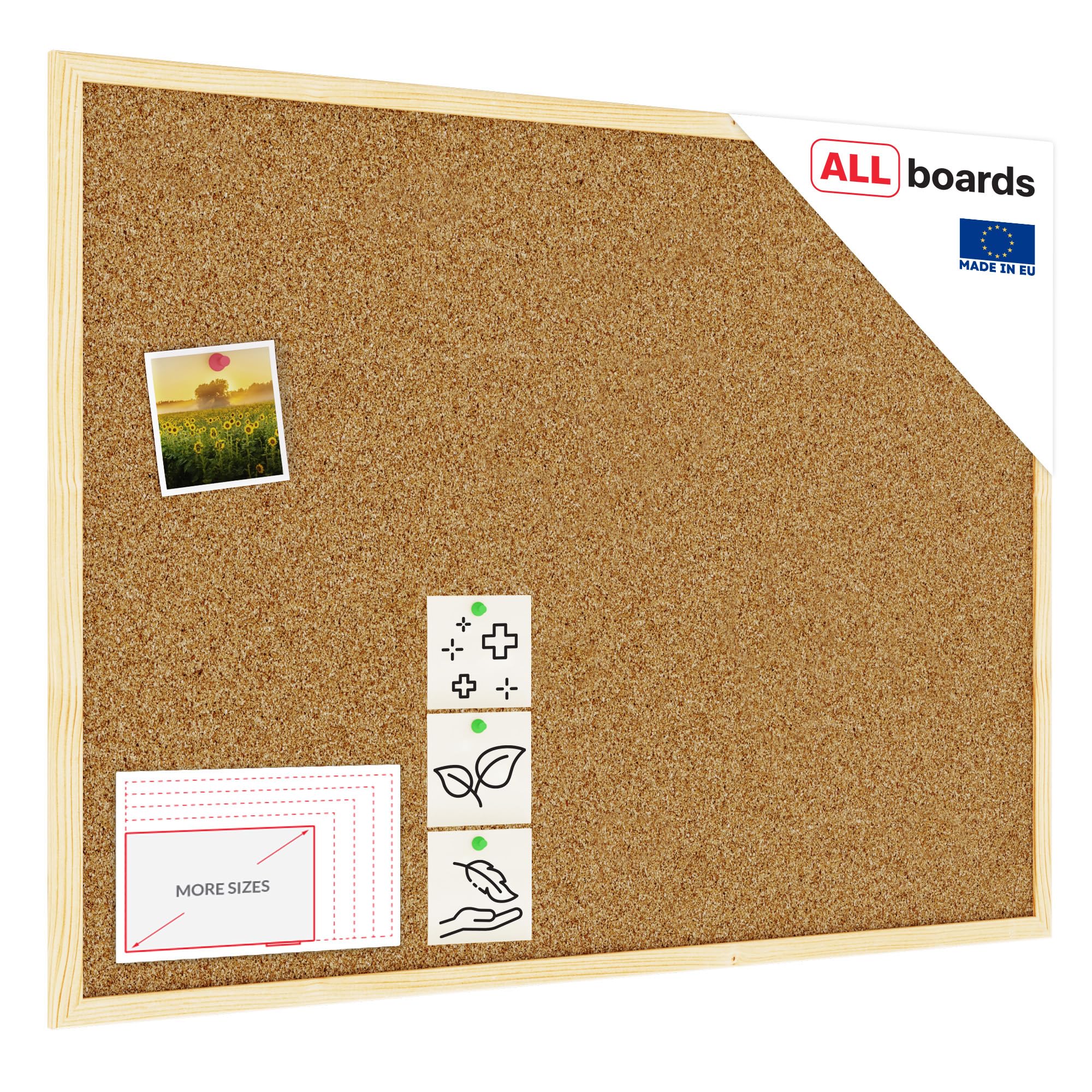 ALLboards Cork Board with Wooden Frame 80x60cm, Corkboard Bulletin Board Notice Board โ image 1