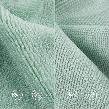 MICROFI Ring Spun Terry Microfiber Bath Towel Set, 3 Piece, Oversize, Quick Dry, Lint Free, Includes Bath, face, and Hand Towels (Green)