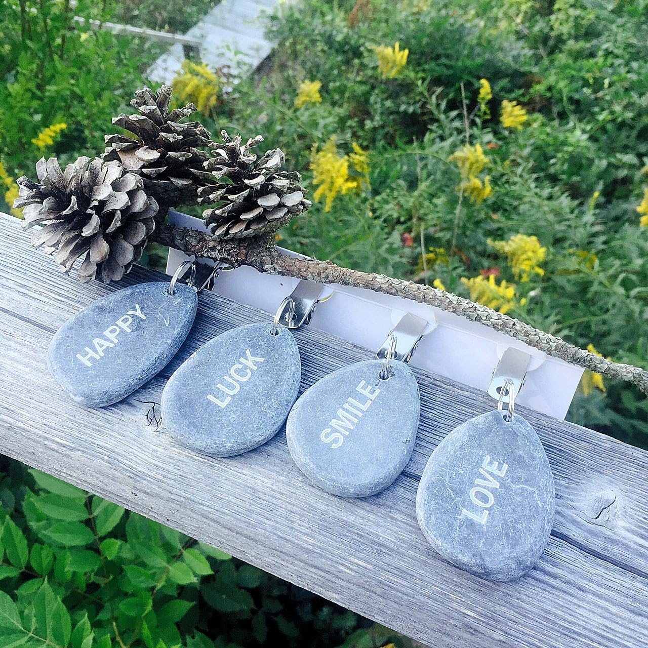 Exсluѕіvе Dіѕсоunt 🔥 WHW Whole House Worlds Natural Word Art Table Cloth Weights, Set of 4 Clip Hangers, Smile, Love, Luck and Happy, Silver Metal Hardware Bіg Sаlе WHW Whole House Worlds Natural Word Art Table Cloth Weights, Set of 4 Clip Hangers, Smile, Love, Luck and Happy, Silver Metal Hardware