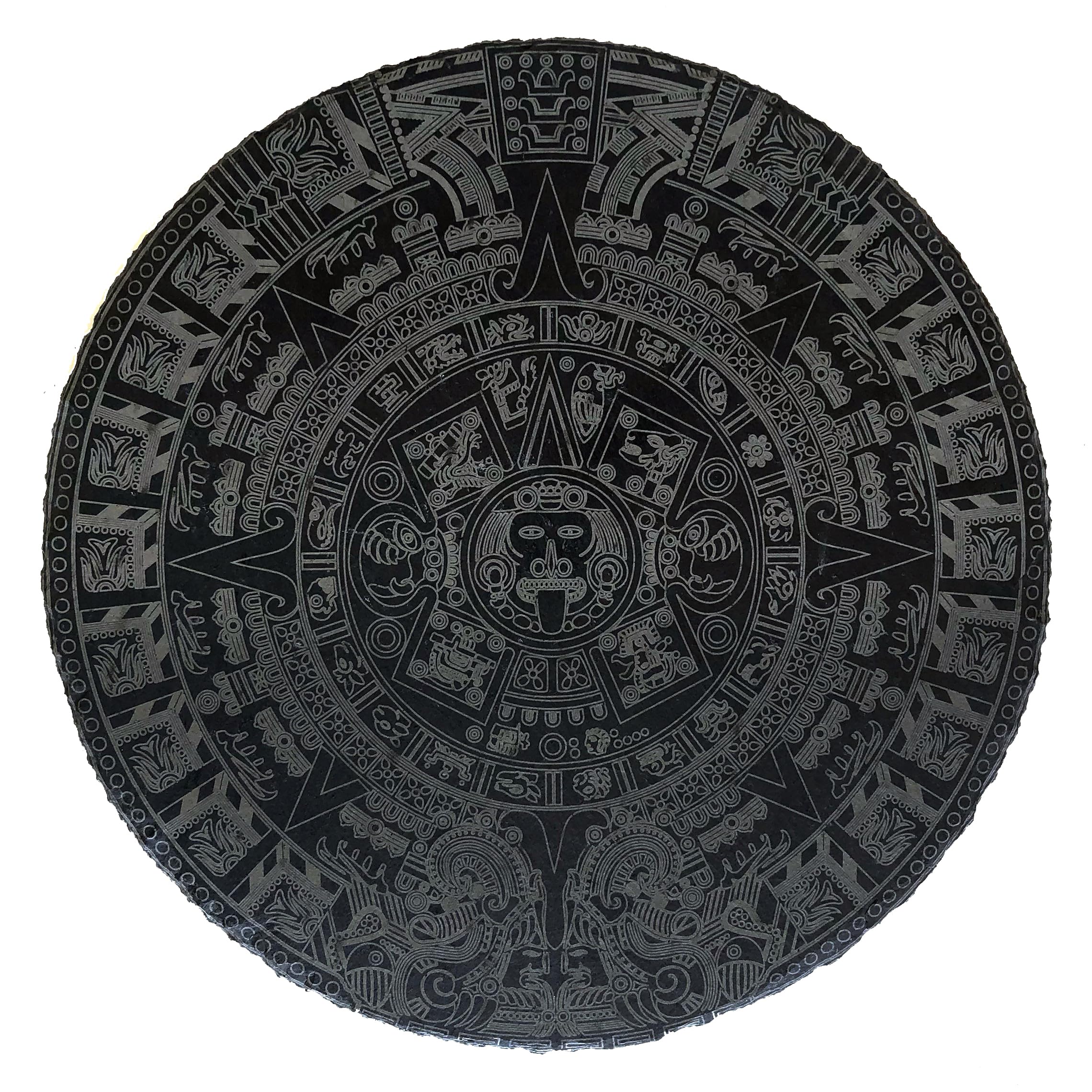 Calendario Azteca Decorativo - Réplica de la Piedra del Sol - Grabado en Pizarra - 25 cm Diámetro - Detalles Artesanales Únicos - Hecho en España, Calendario Azteca, 25 x 25 cm