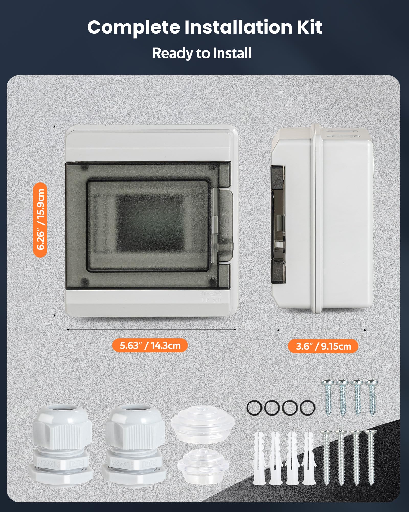 Quadro Elettrico Esterno Impermeabile IP65, 5 Moduli Centralino Dotato Di Sportello Protettivo Smerigliata, Con Predisposizione Per Chiusura Con Lucchetto, Compatibile Con Dispositivi Fotovoltaici - 2