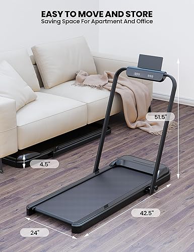 Miniatura 6 de GARVEE Cinta de correr 2 en 1, 2.25 HP 0.6-6.2 MPH para correr, caminar, caminadora plegable con datos de entrenamiento en tiempo real en pantalla