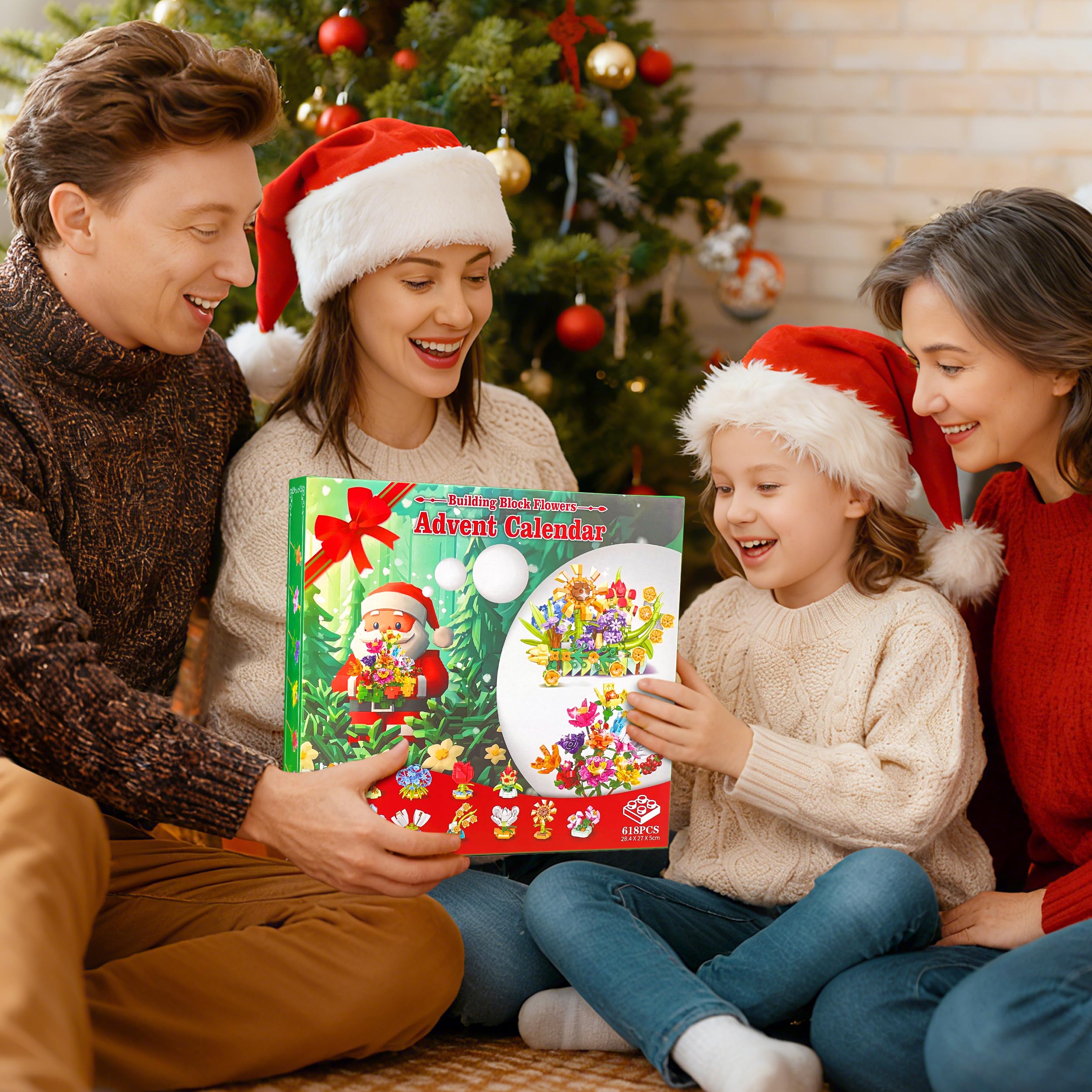 LINAYE Blumen Adventskalender 2025 für Mädchen – Weihnachtskalender mit 24 Blumen Bausteinen für Mädchen und Frauen, Weihnachts Countdown Kalender Flowers Advent Calendar Geschenk für Kinder