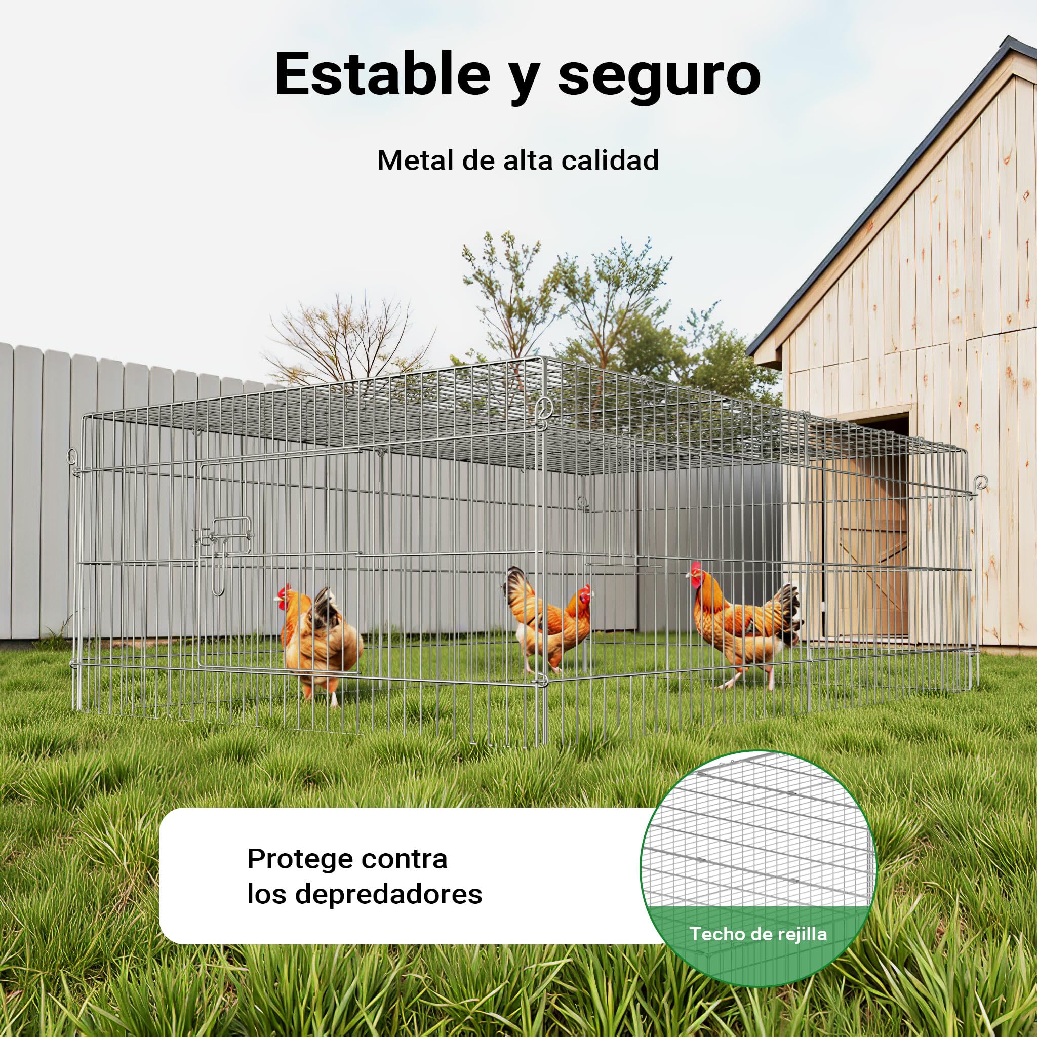 Recinto Jaula para Animales 216x116x65cm con protección Solar y antifuga, Corral para Mascotas