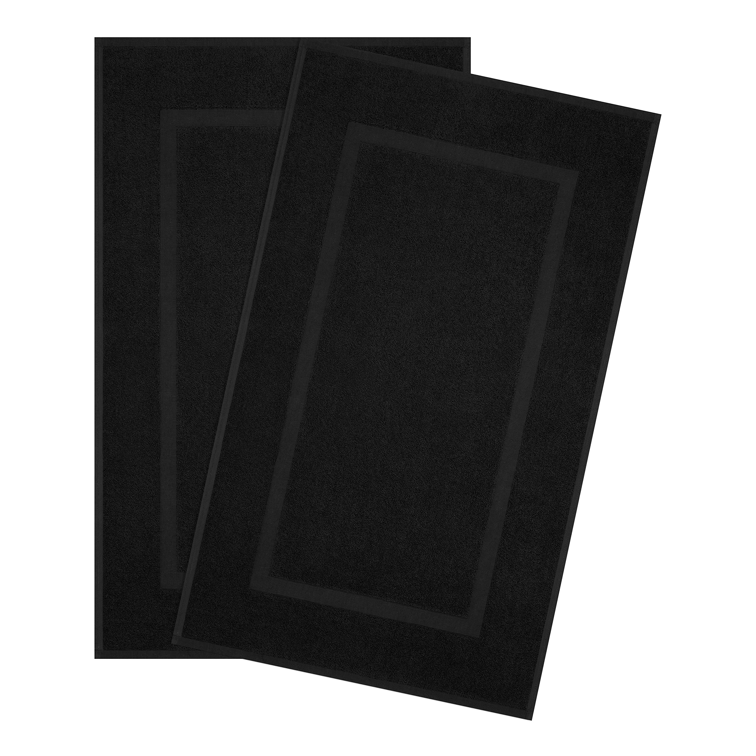 Tapis de bain coton absorbant lavable noir 50x86 cm pack de 2 pièces