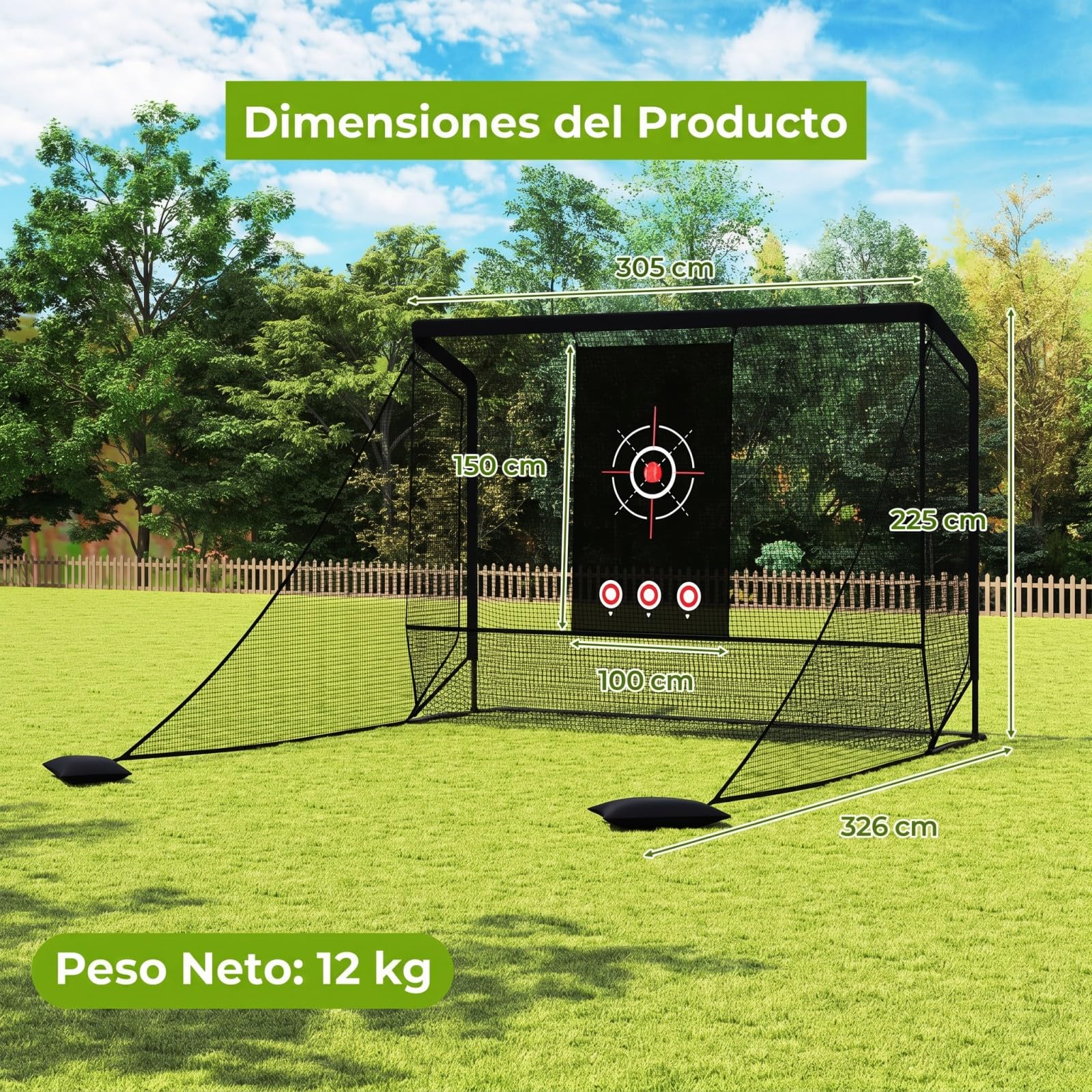 COSTWAY Red de Práctica Golf, Redes Laterales Desmontables