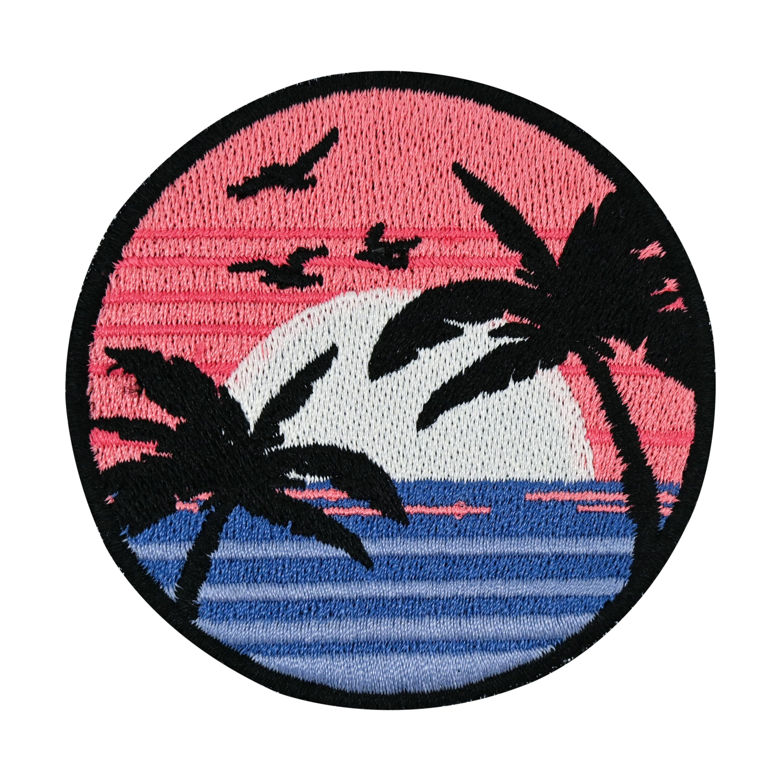 Finally Home Patch à Attacher Avec Scratch – Coucher De Soleil Sur La Mer | Patchs De Plage, écussons De Soleil, Patchs Palmiers, Badges Ronds